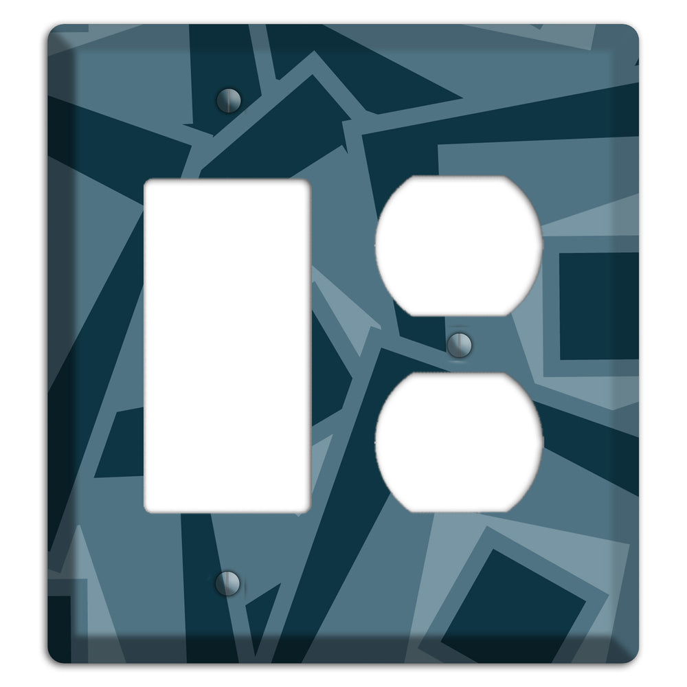 Blue-grey Retro Cubist Rocker / Duplex Wallplate