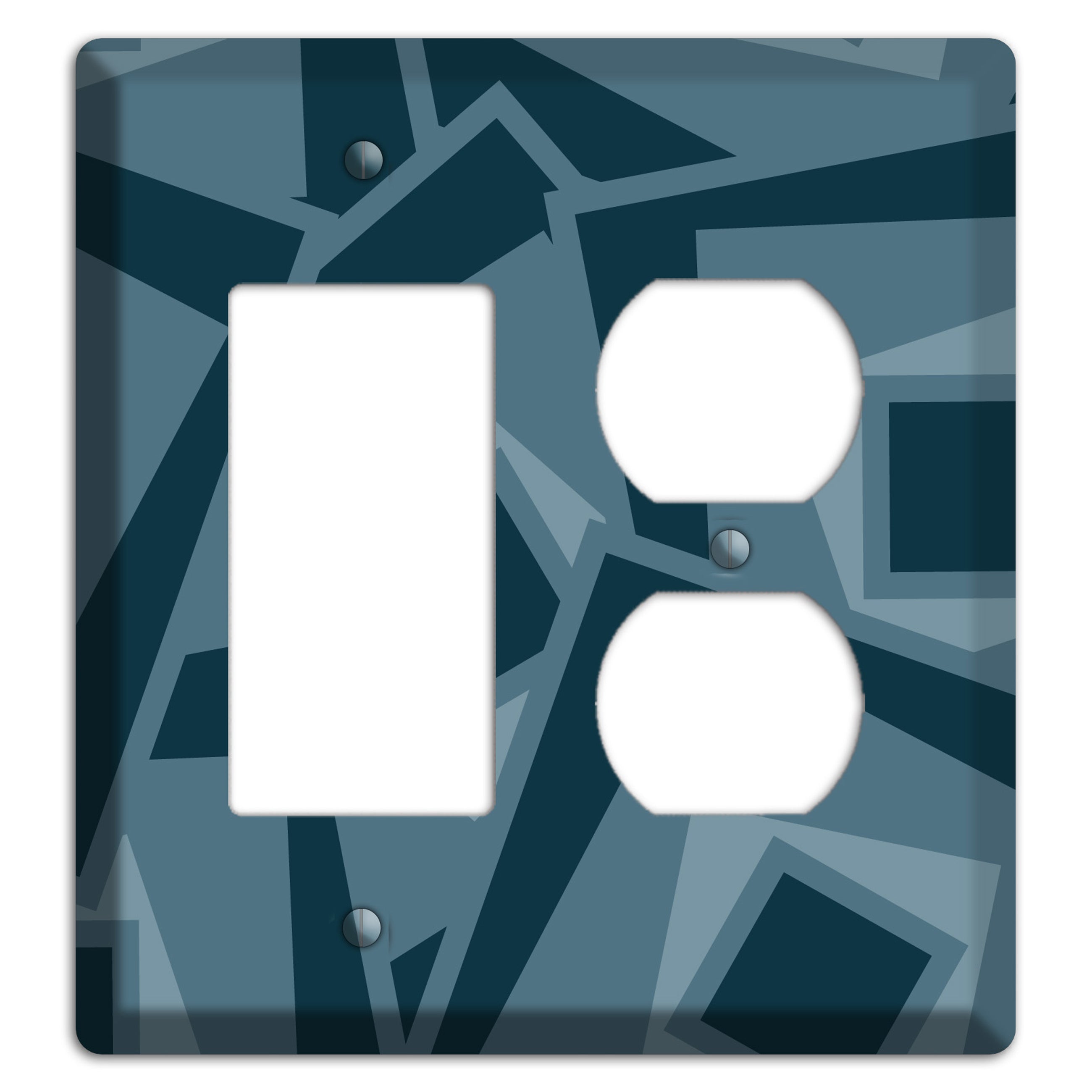 Blue-grey Retro Cubist Rocker / Duplex Wallplate