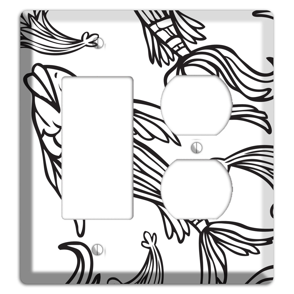 White and Black Koi Rocker / Duplex Wallplate