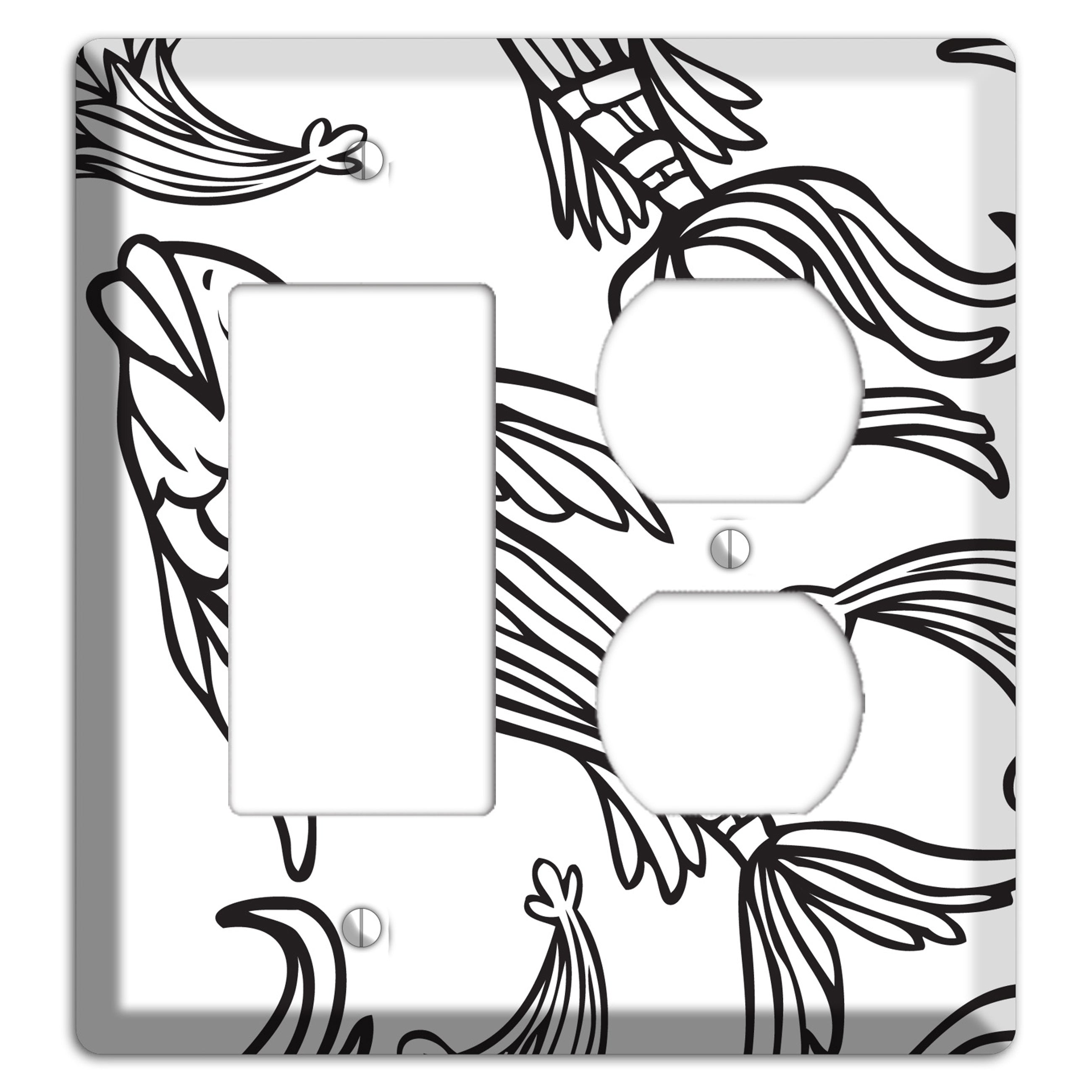 White and Black Koi Rocker / Duplex Wallplate