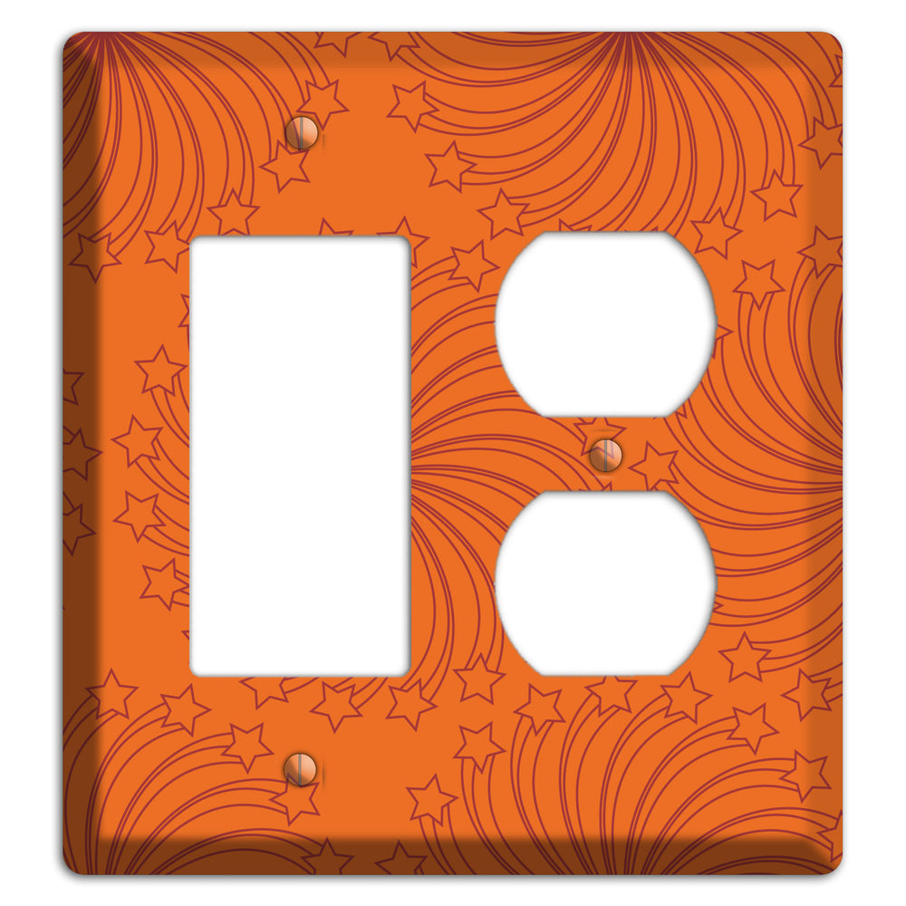 Multi Orange Star Swirl Rocker / Duplex Wallplate