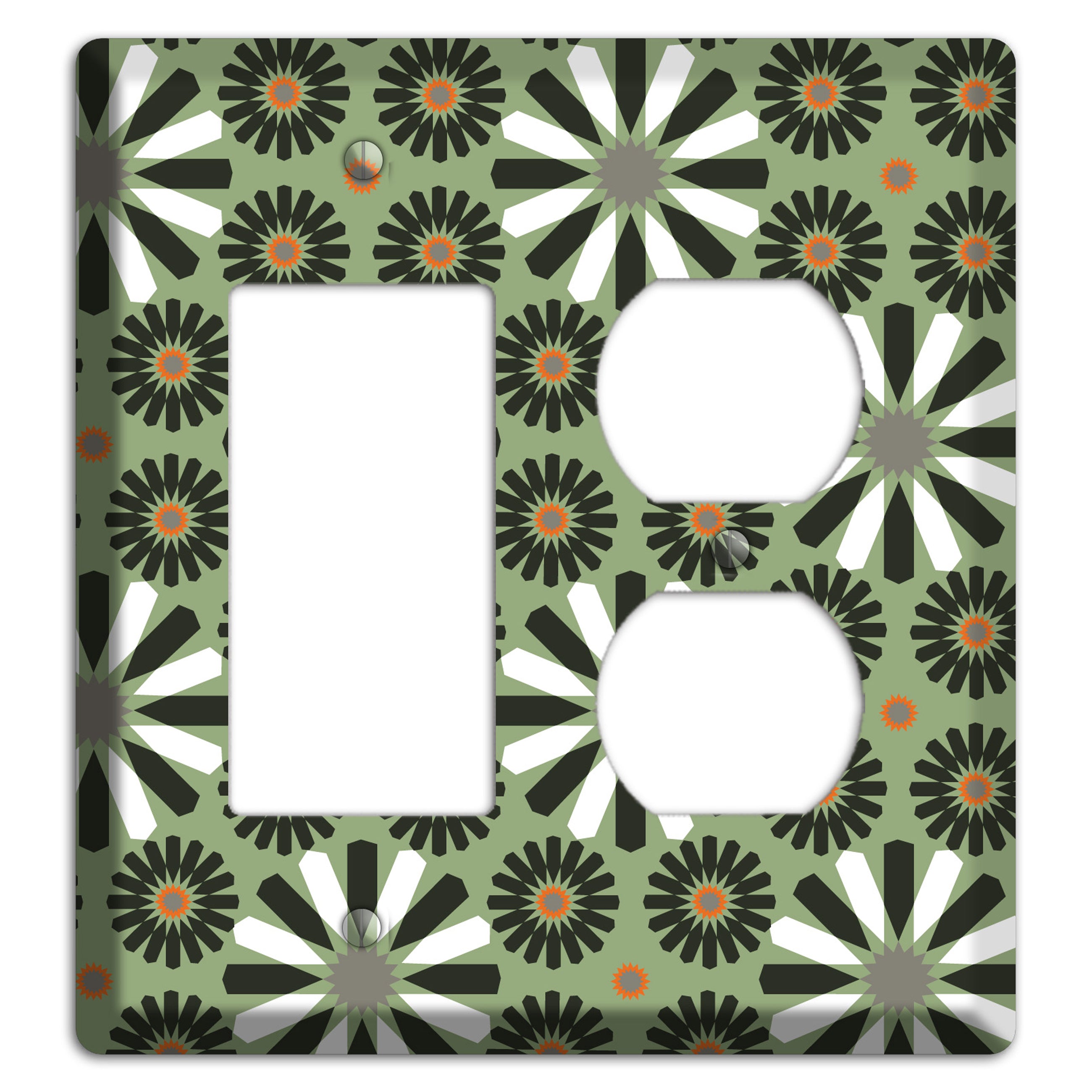 Olive with Scandinavian Floral Rocker / Duplex Wallplate