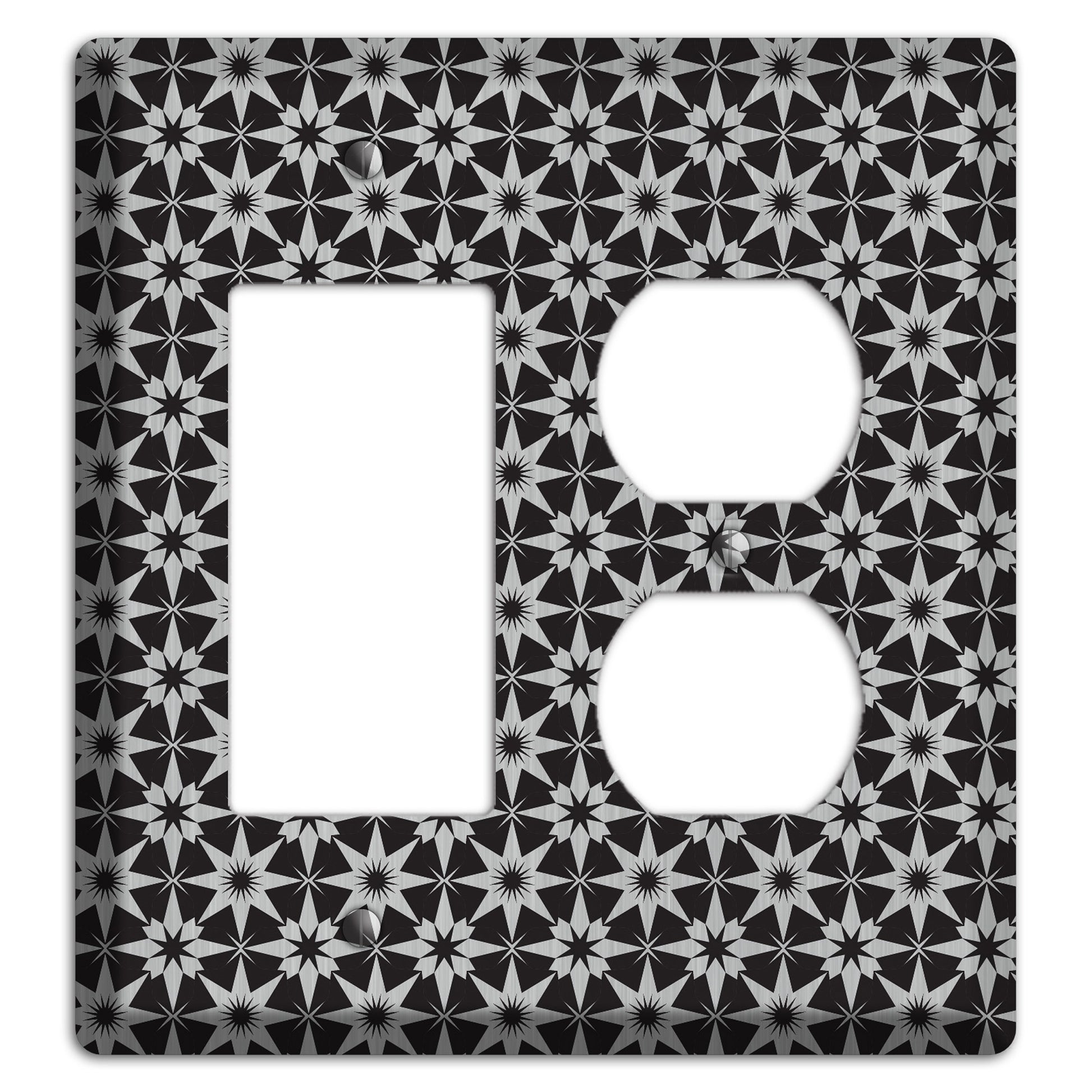 Black with Stainless Foulard Rocker / Duplex Wallplate