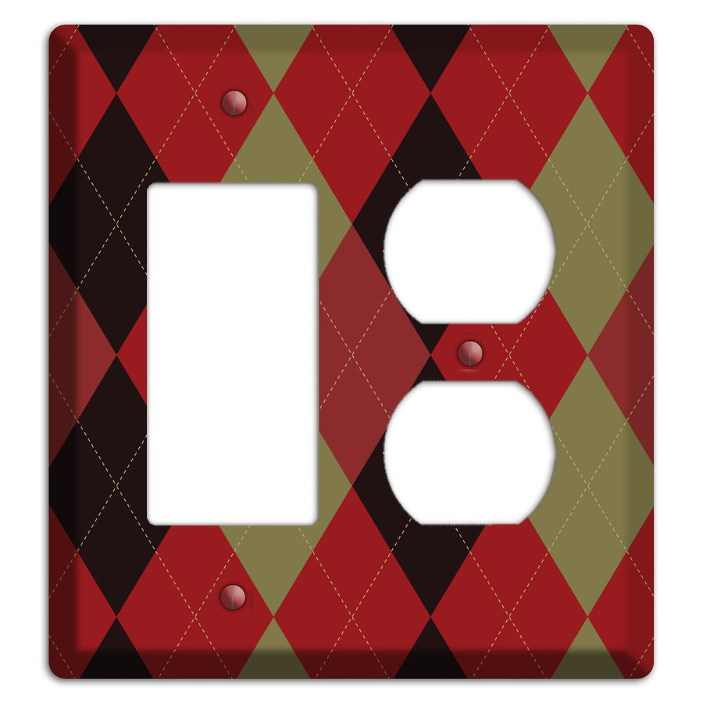 Red Olive Black Argyle Rocker / Duplex Wallplate
