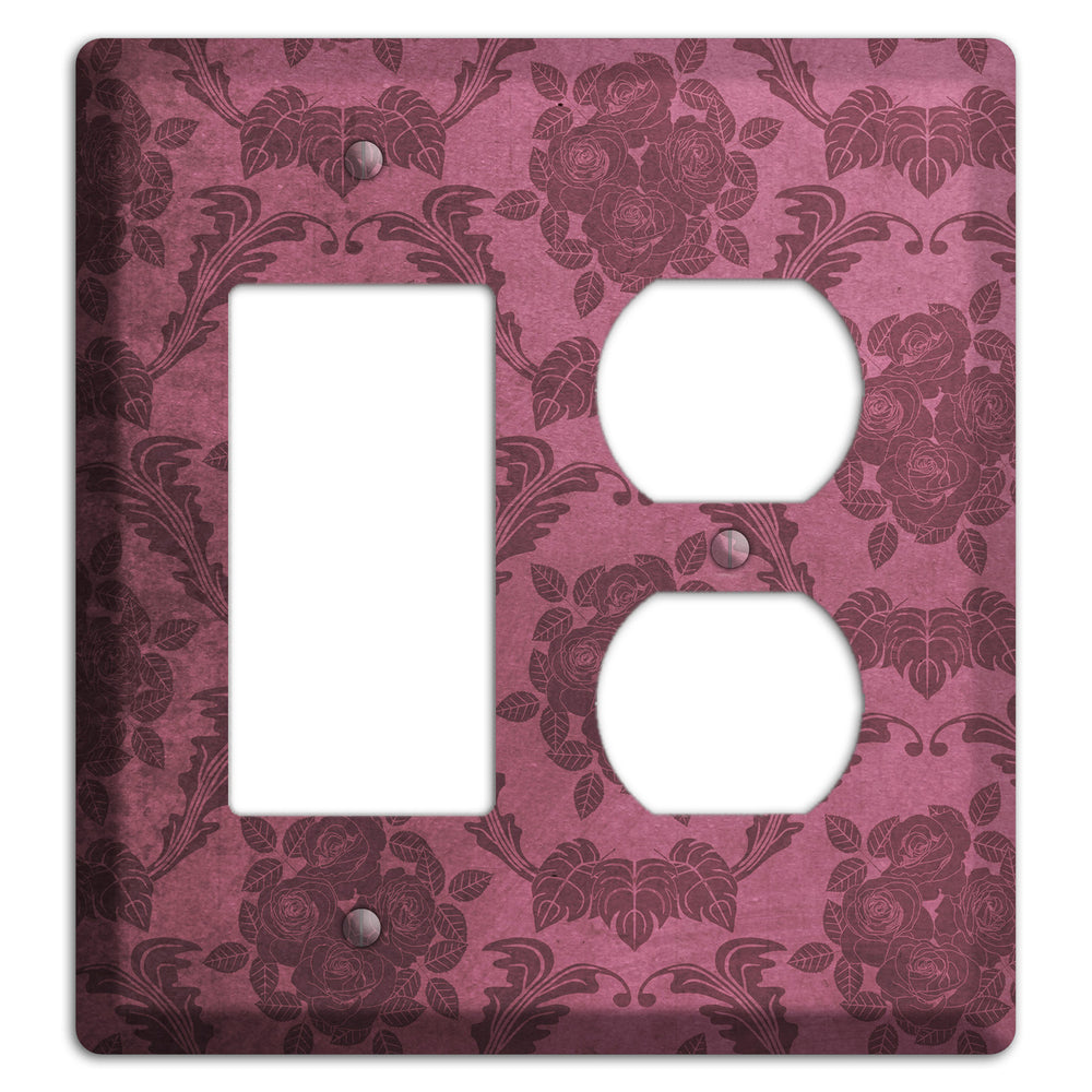 Turkish Rose Vintage Rose Damask Rocker / Duplex Wallplate