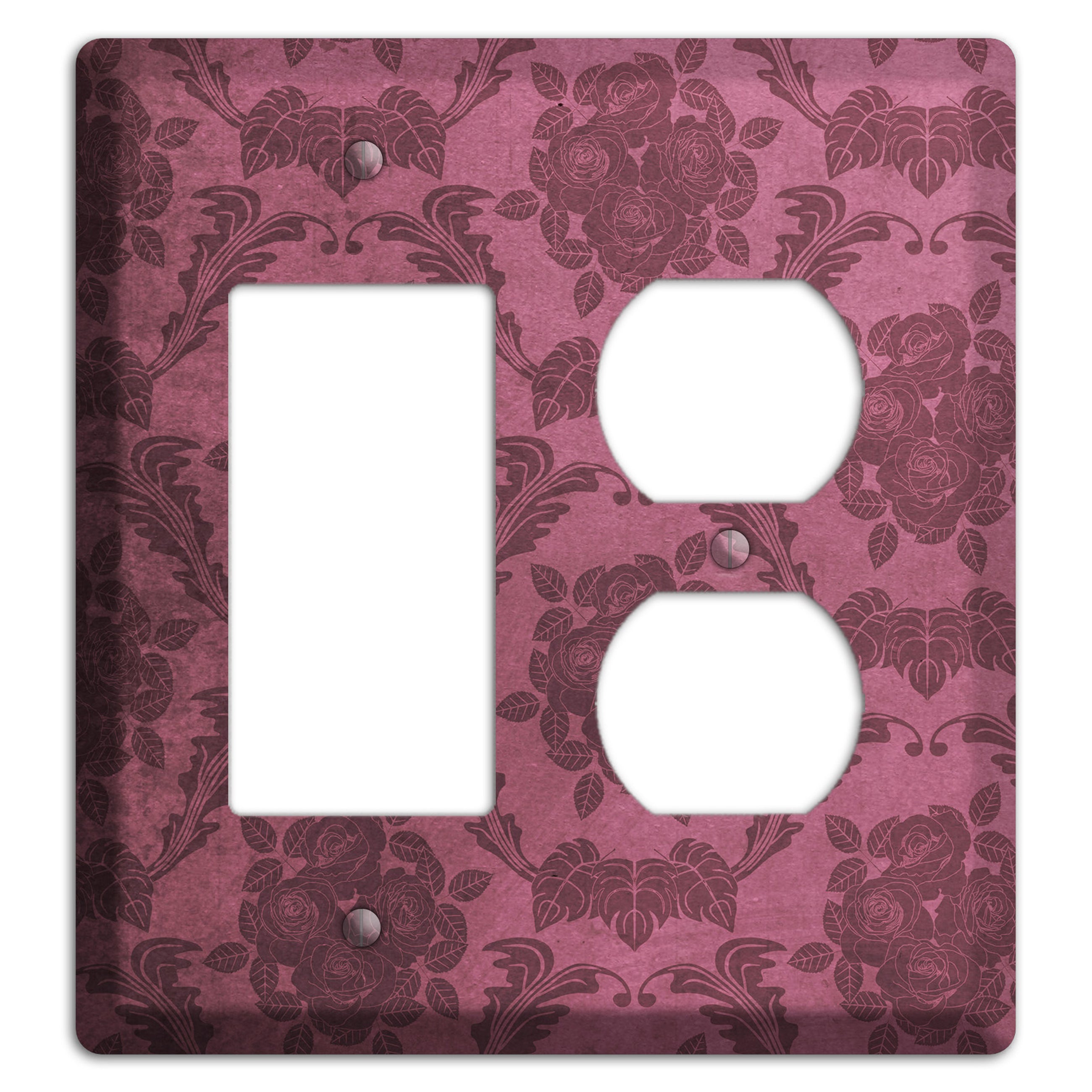 Turkish Rose Vintage Rose Damask Rocker / Duplex Wallplate