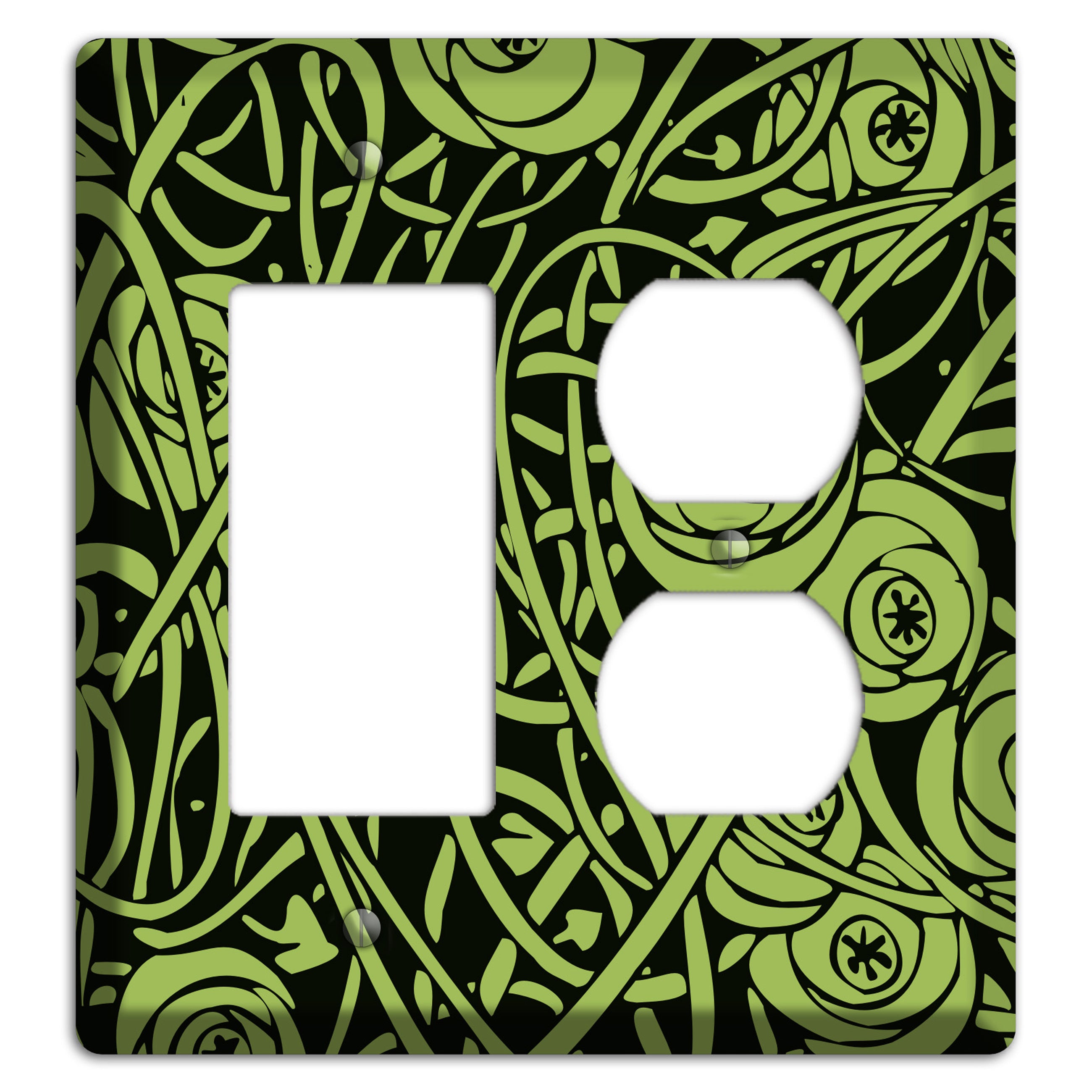 Green Deco Floral Rocker / Duplex Wallplate