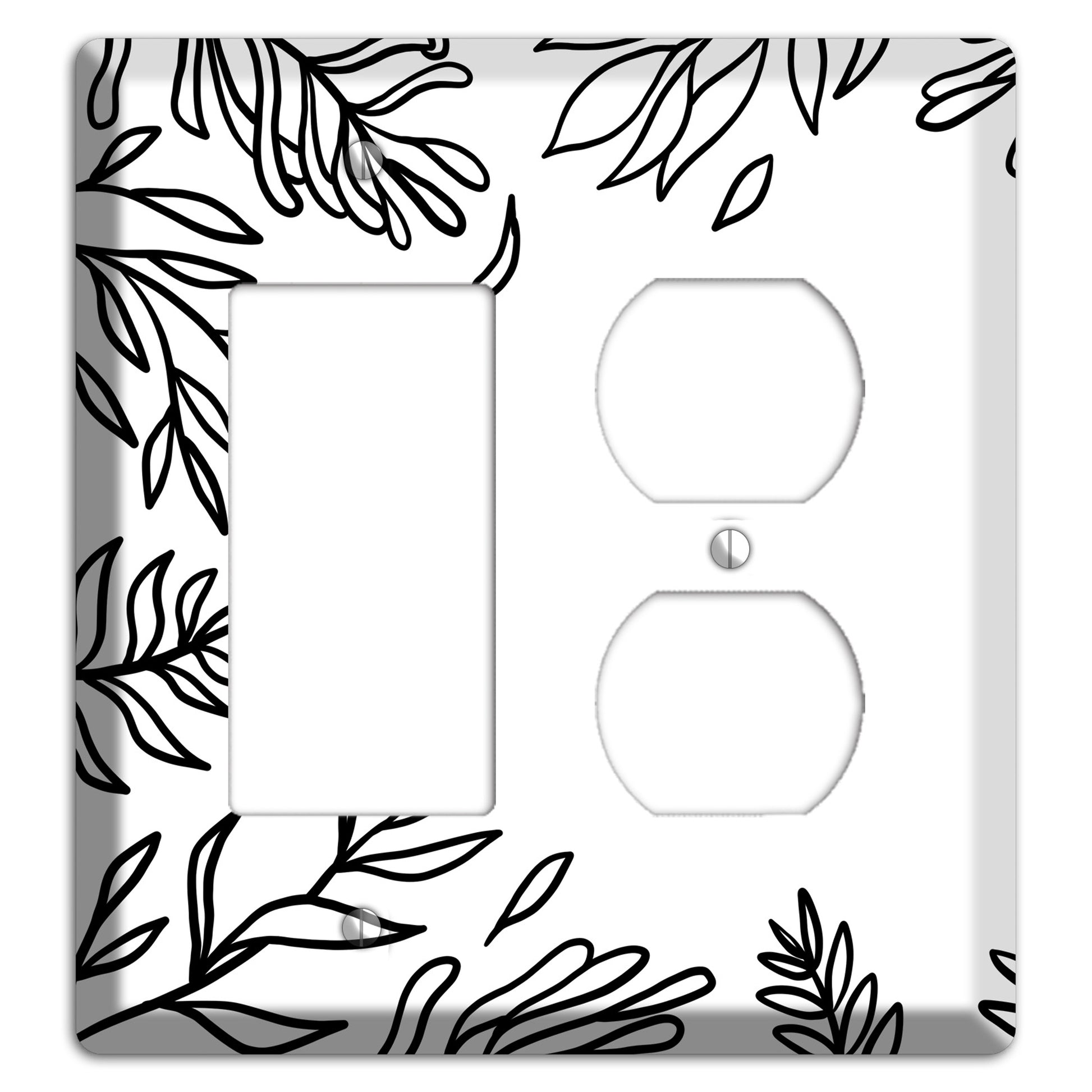 Hand-Drawn Leaves 8 Rocker / Duplex Wallplate