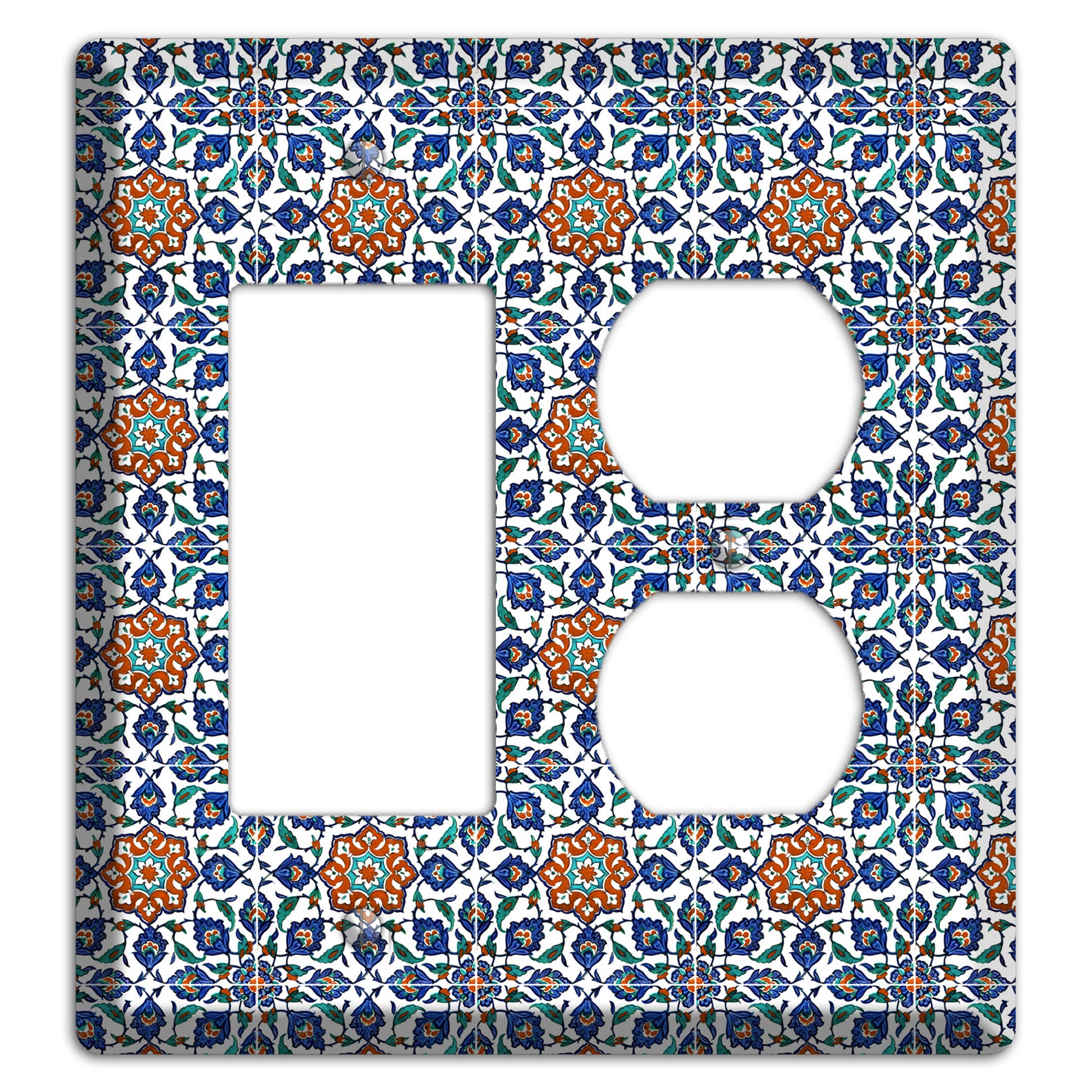 Ornate Floral Tile Rocker / Duplex Wallplate