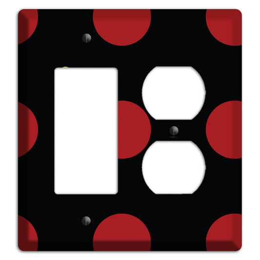 Black with Red and Yellow Multi Tiled Medium Dots Rocker / Duplex Wallplate