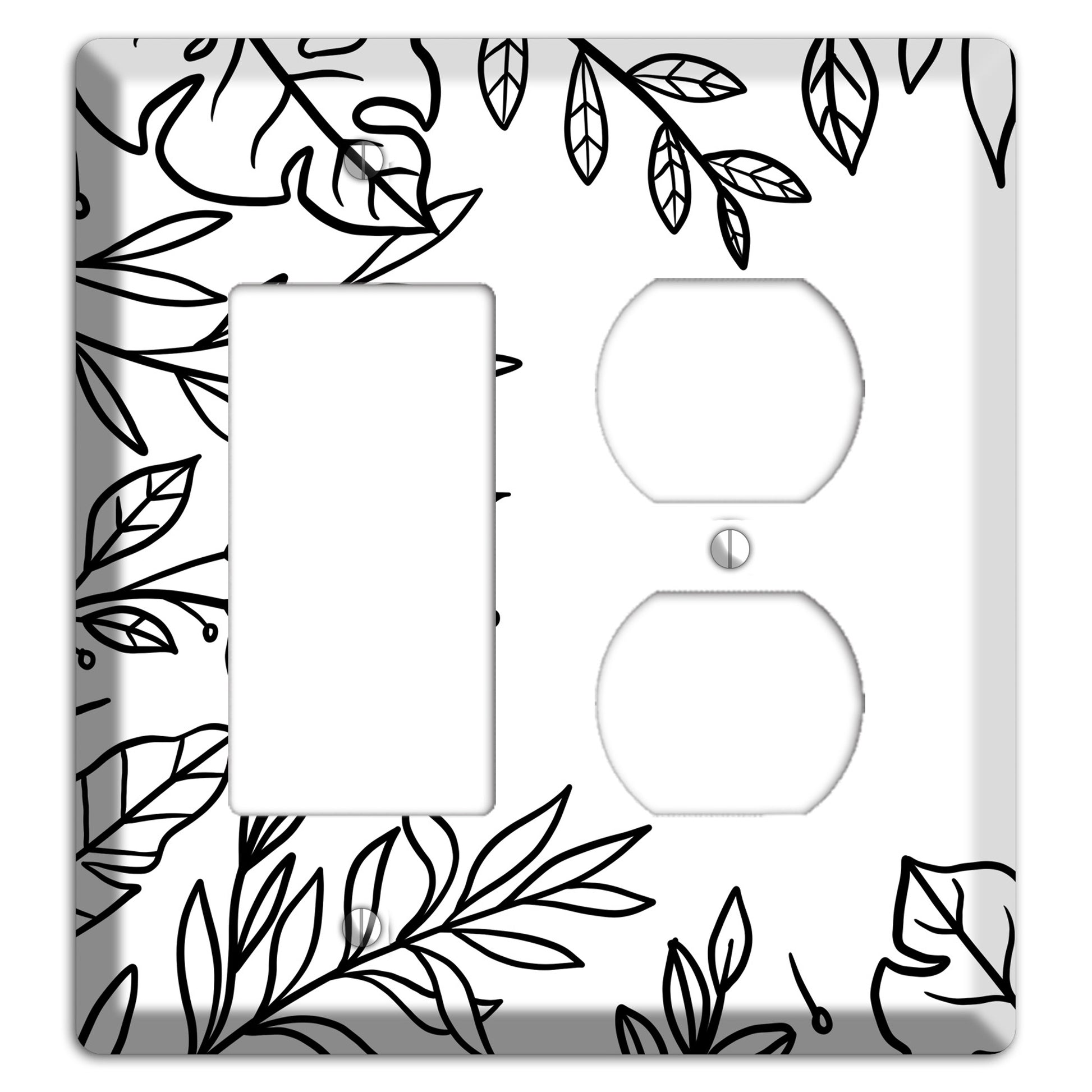 Hand-Drawn Leaves 6 Rocker / Duplex Wallplate