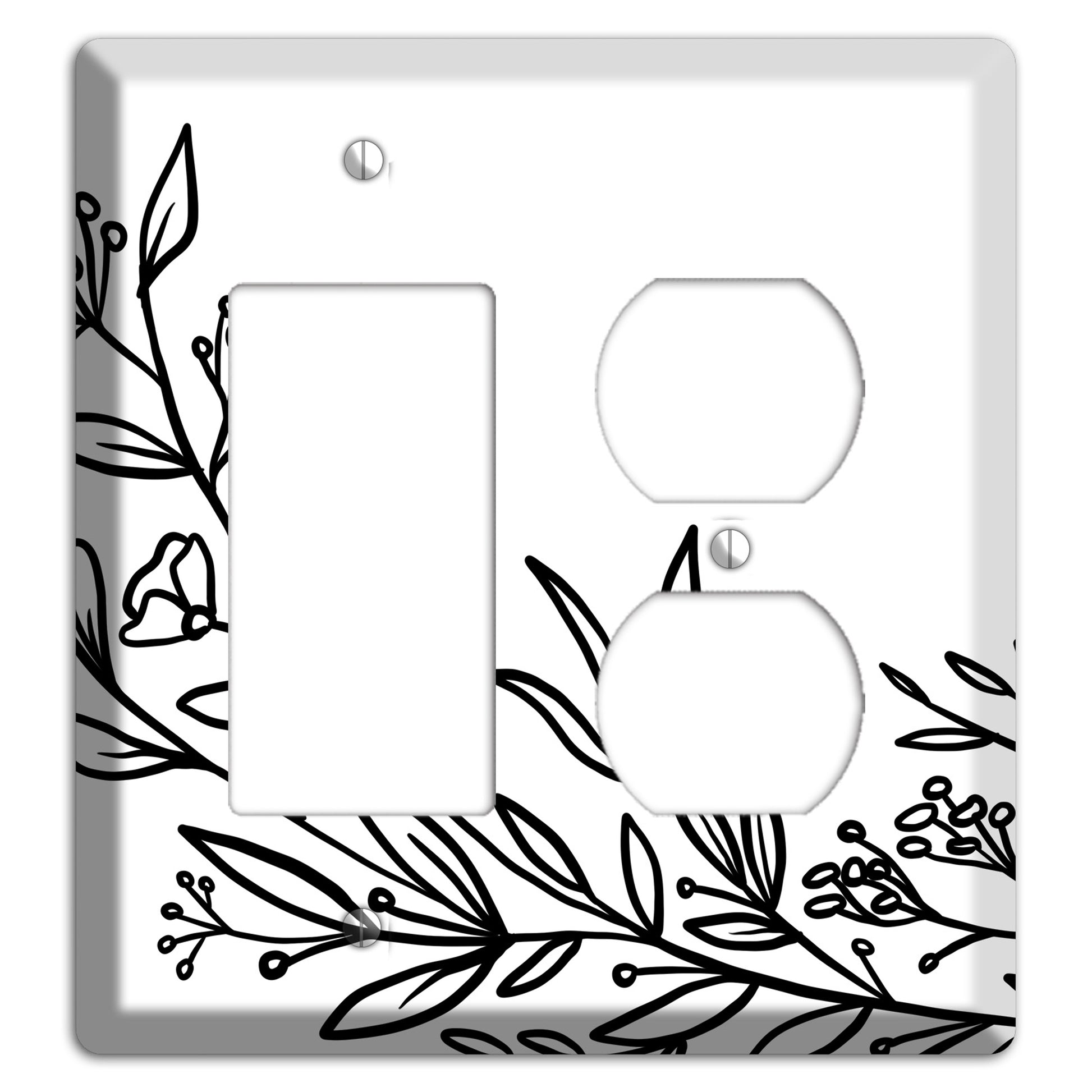 Hand-Drawn Floral 24 Rocker / Duplex Wallplate