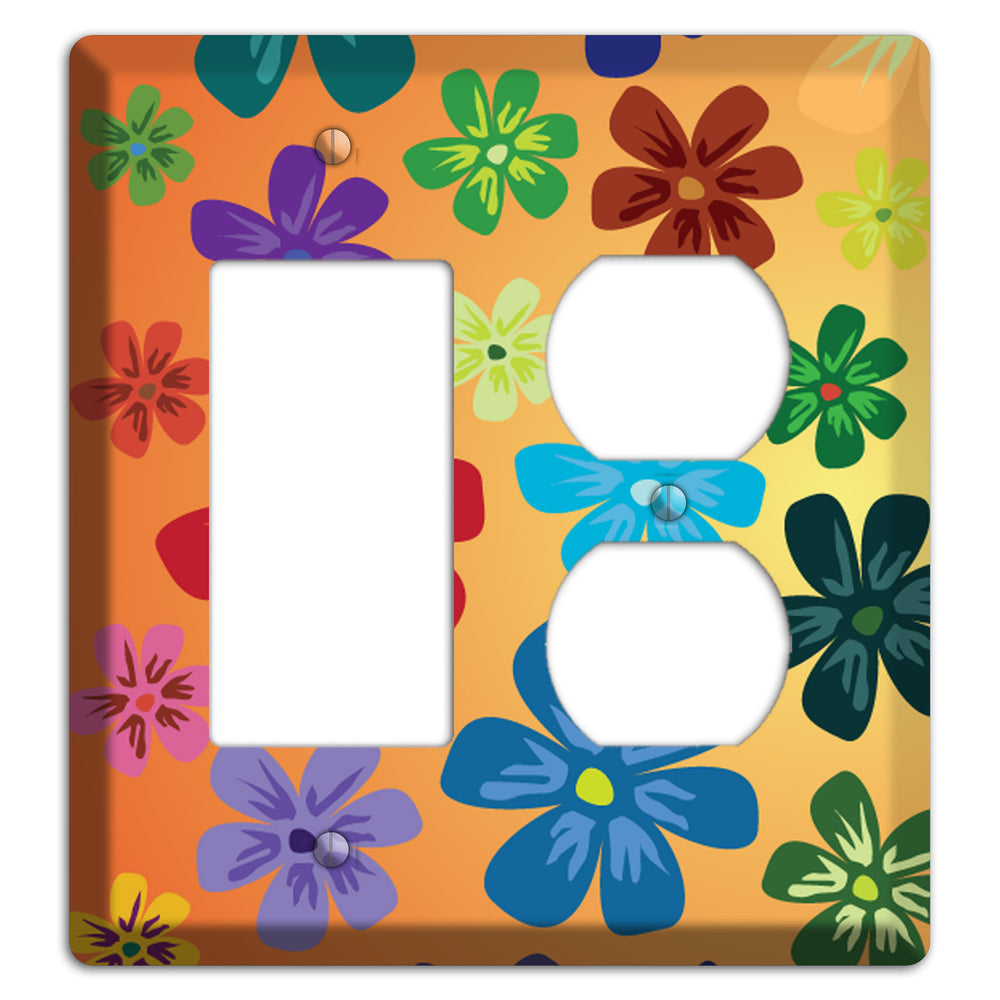 Brown Flowers Rocker / Duplex Wallplate