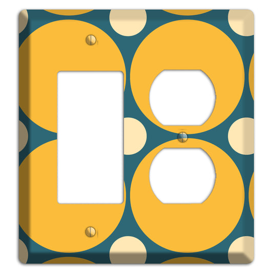 Jade with Mustard and Beige Multi Tiled Large Dots Rocker / Duplex Wallplate