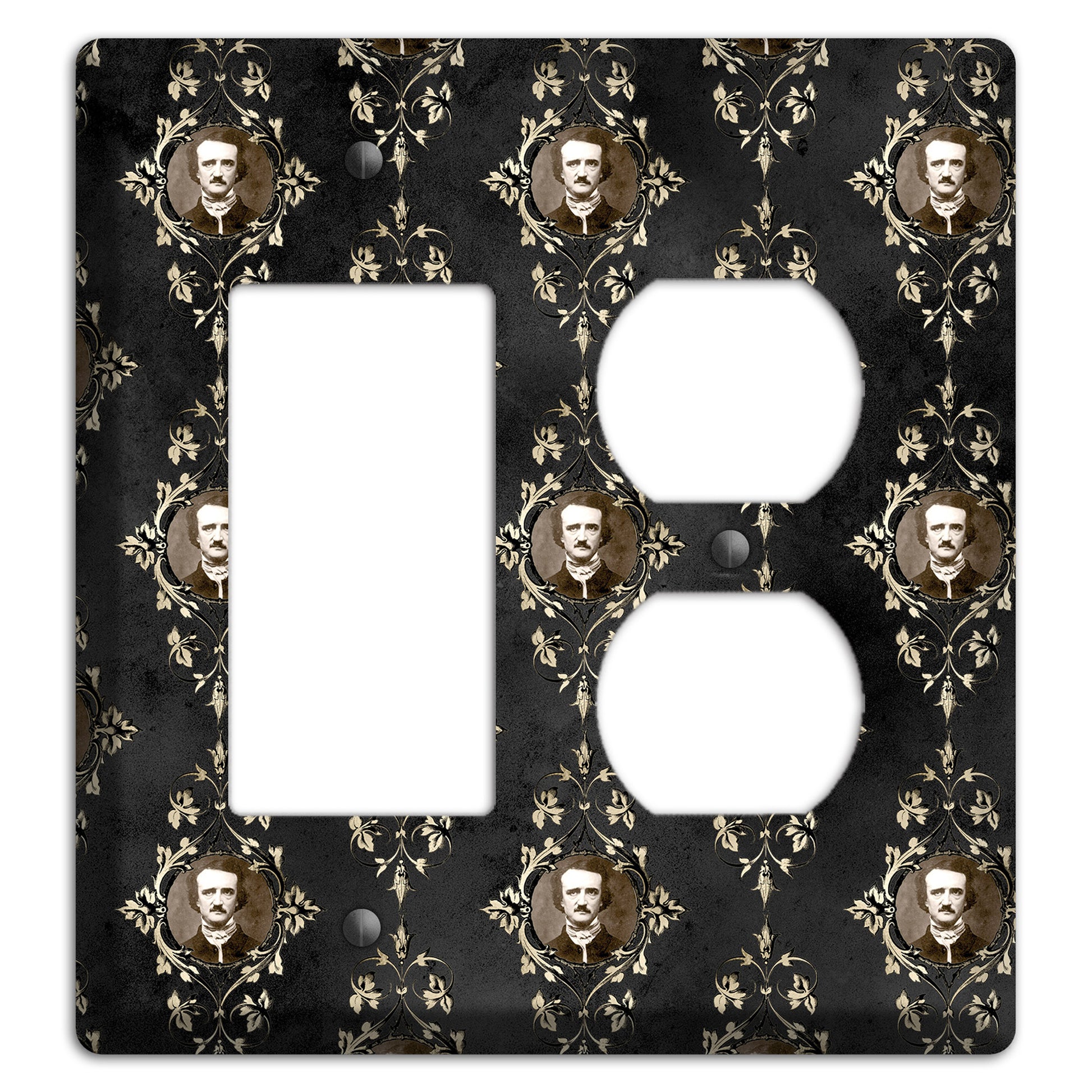 Edgar Allen Poe Self Portrait Rocker / Duplex Wallplate