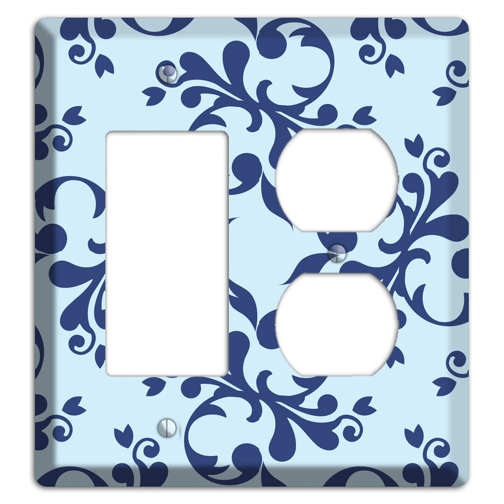 Blue Victorian Toile Rocker / Duplex Wallplate