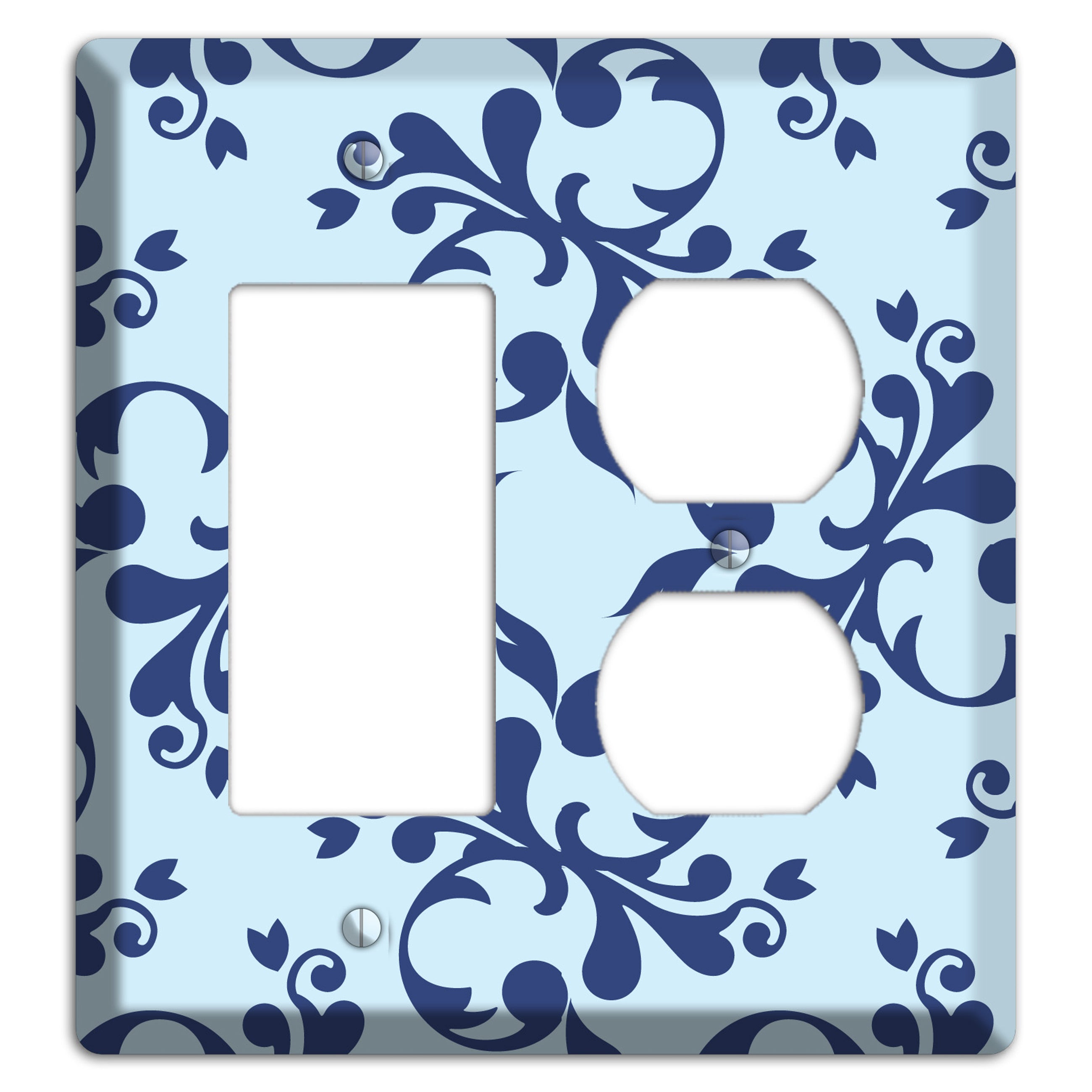 Blue Victorian Toile Rocker / Duplex Wallplate