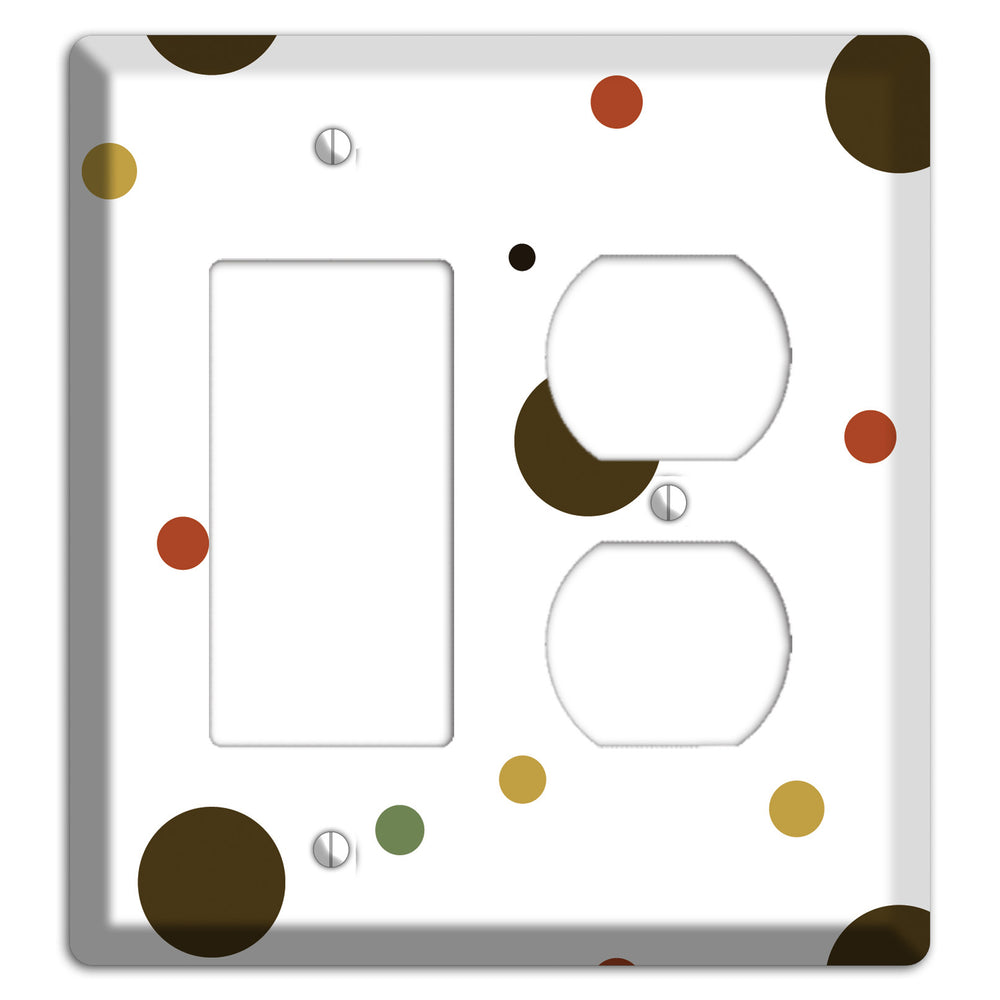 White with Multi Brown Multi Medium Dots Rocker / Duplex Wallplate
