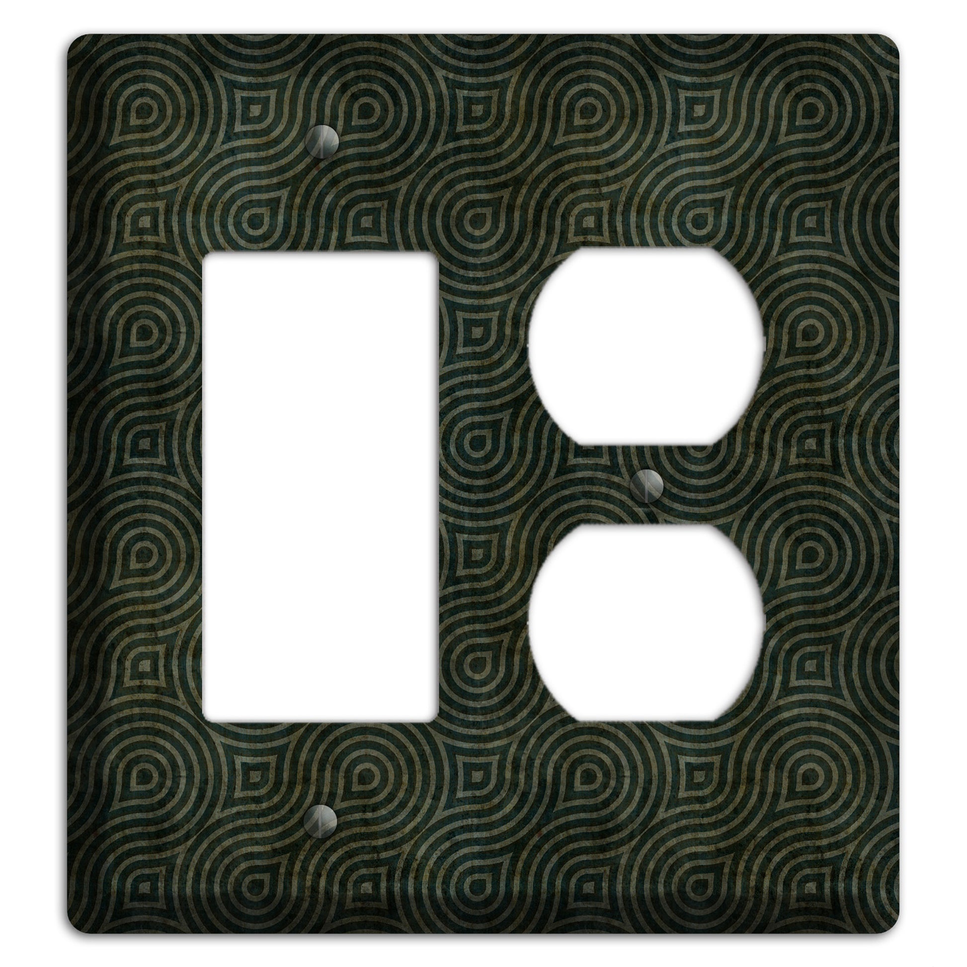 Green and Black Swirl Rocker / Duplex Wallplate