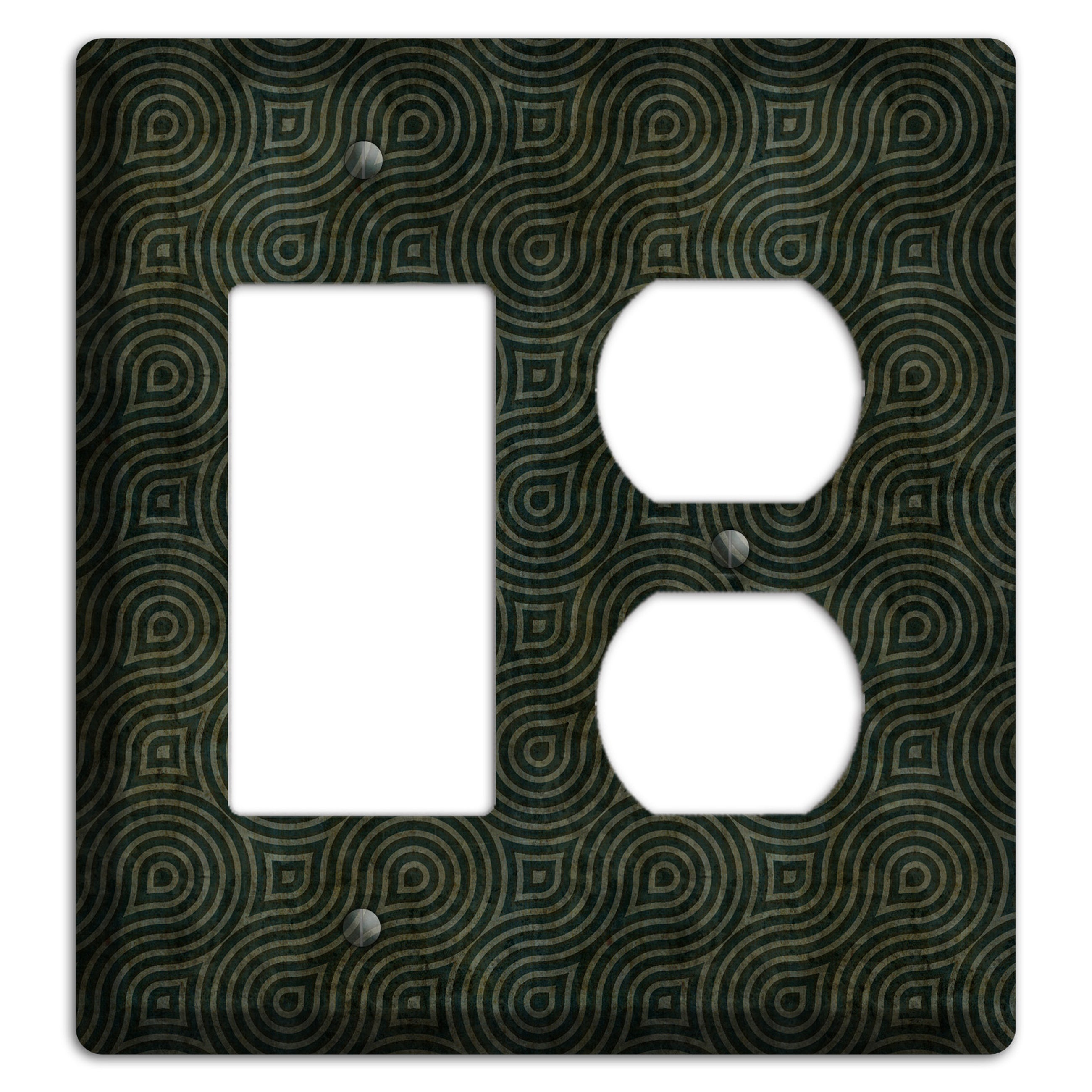 Green and Black Swirl Rocker / Duplex Wallplate
