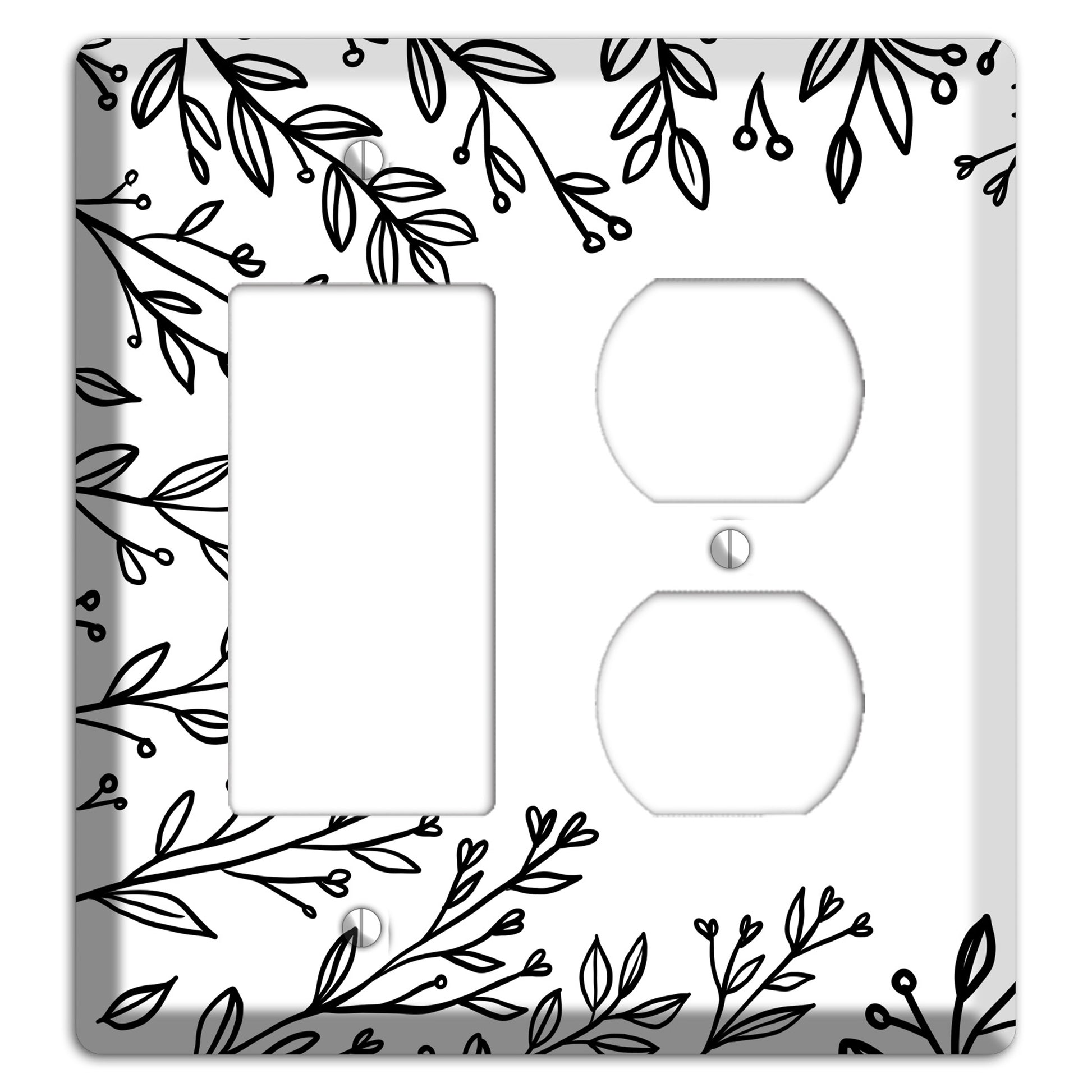 Hand-Drawn Floral 27 Rocker / Duplex Wallplate