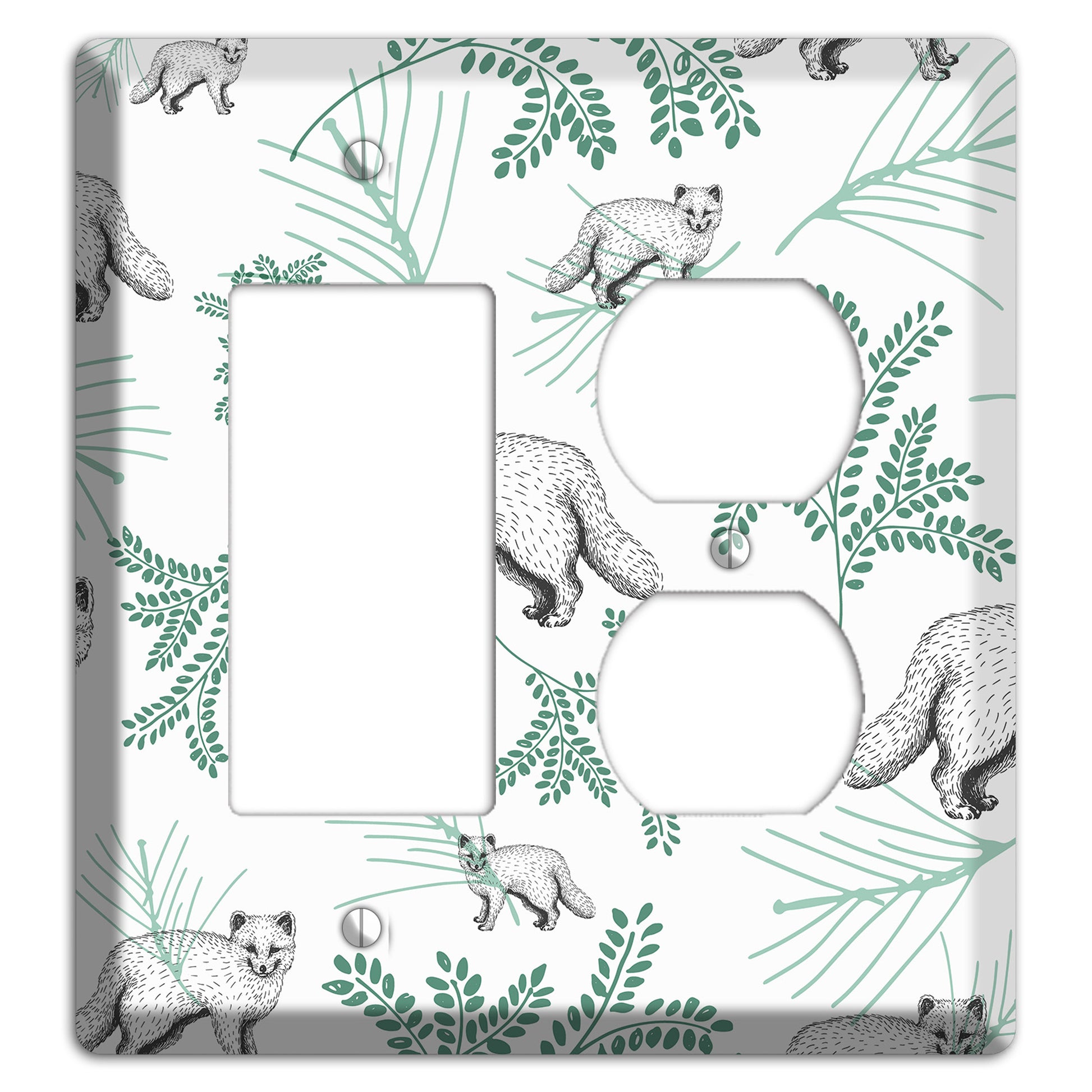 Wildlife Arctic Fox Rocker / Duplex Wallplate