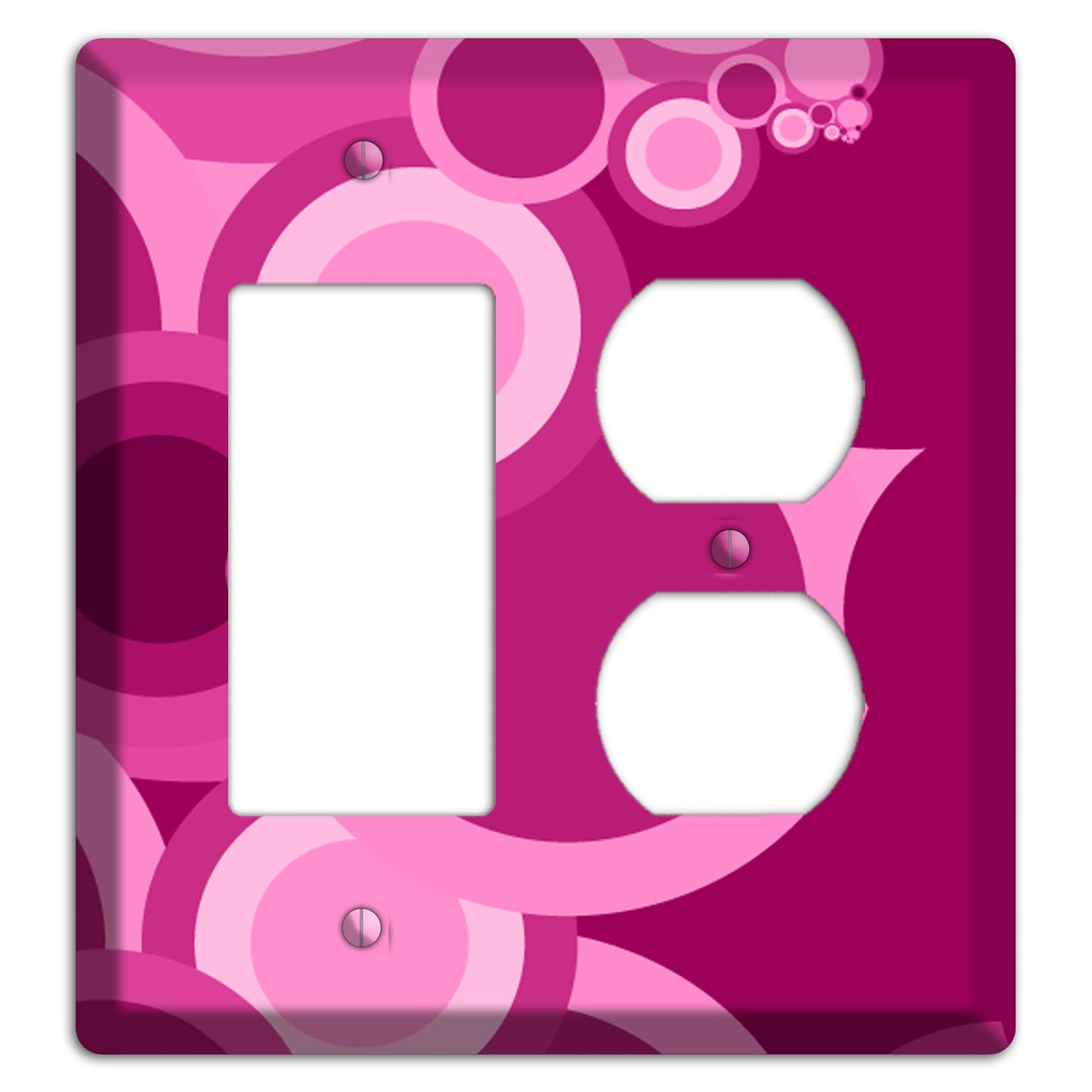 Pink and Fuschia Circles Rocker / Duplex Wallplate