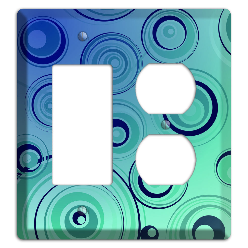 Blue and Green Circles Rocker / Duplex Wallplate