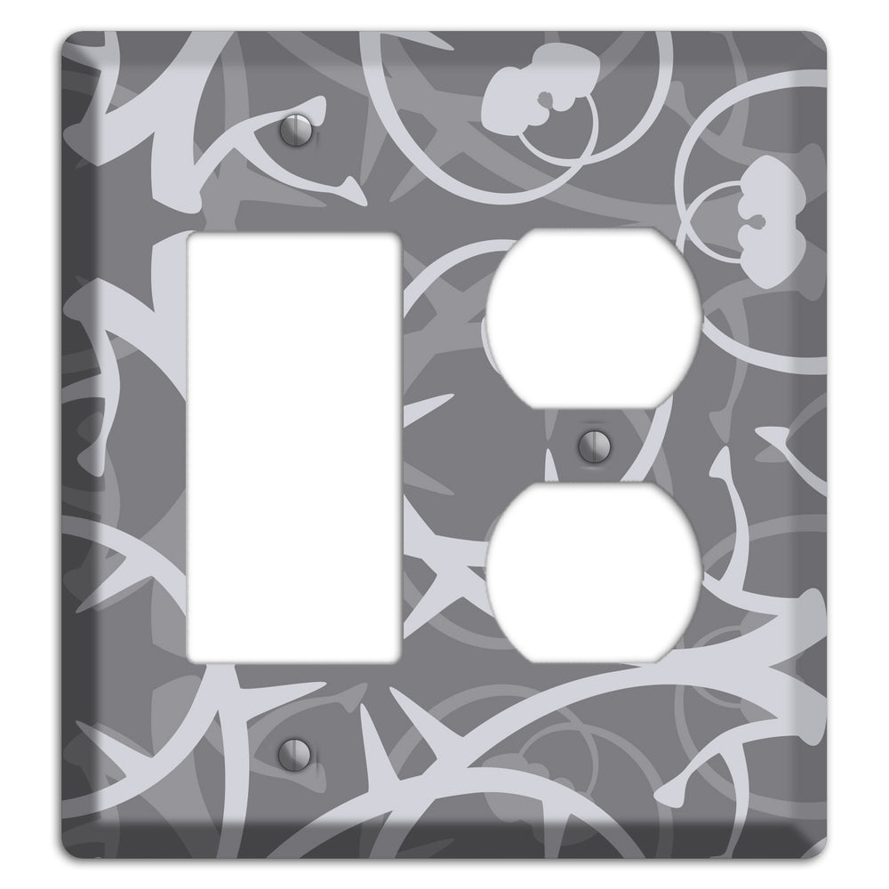 Grey Abstract Swirl Rocker / Duplex Wallplate