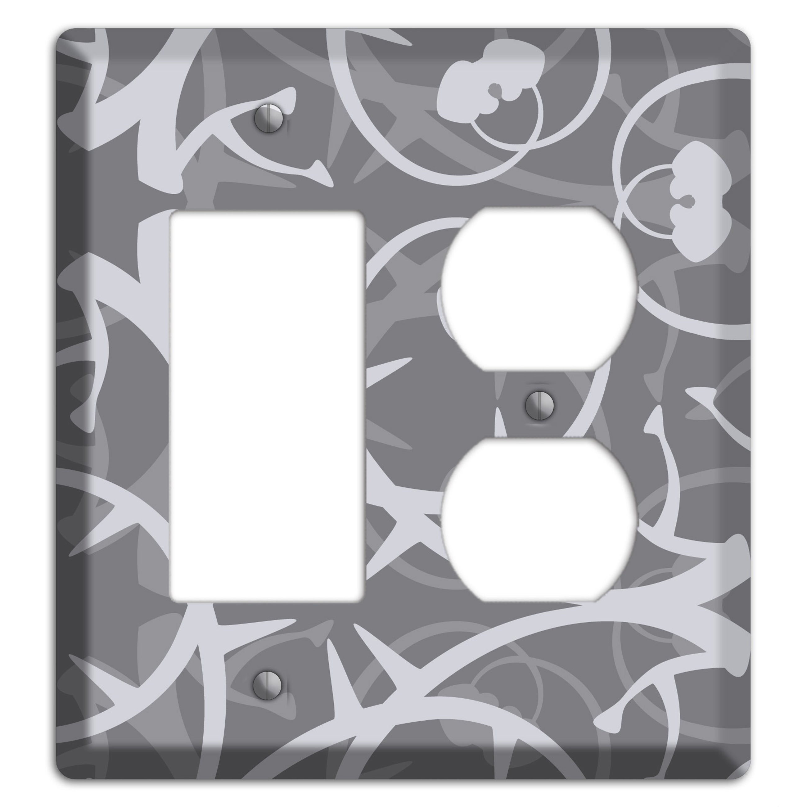 Grey Abstract Swirl Rocker / Duplex Wallplate