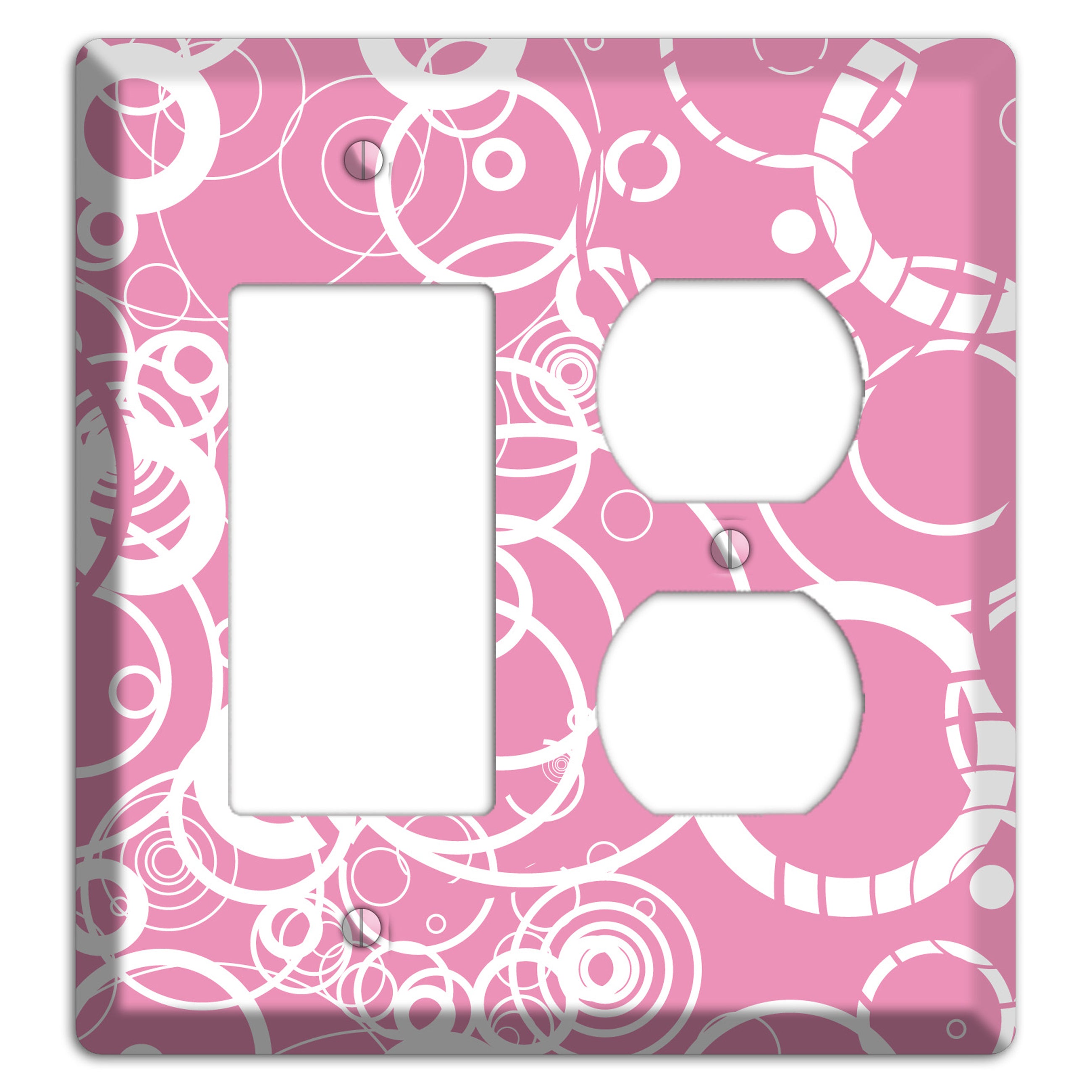 Light Pink Circles Rocker / Duplex Wallplate