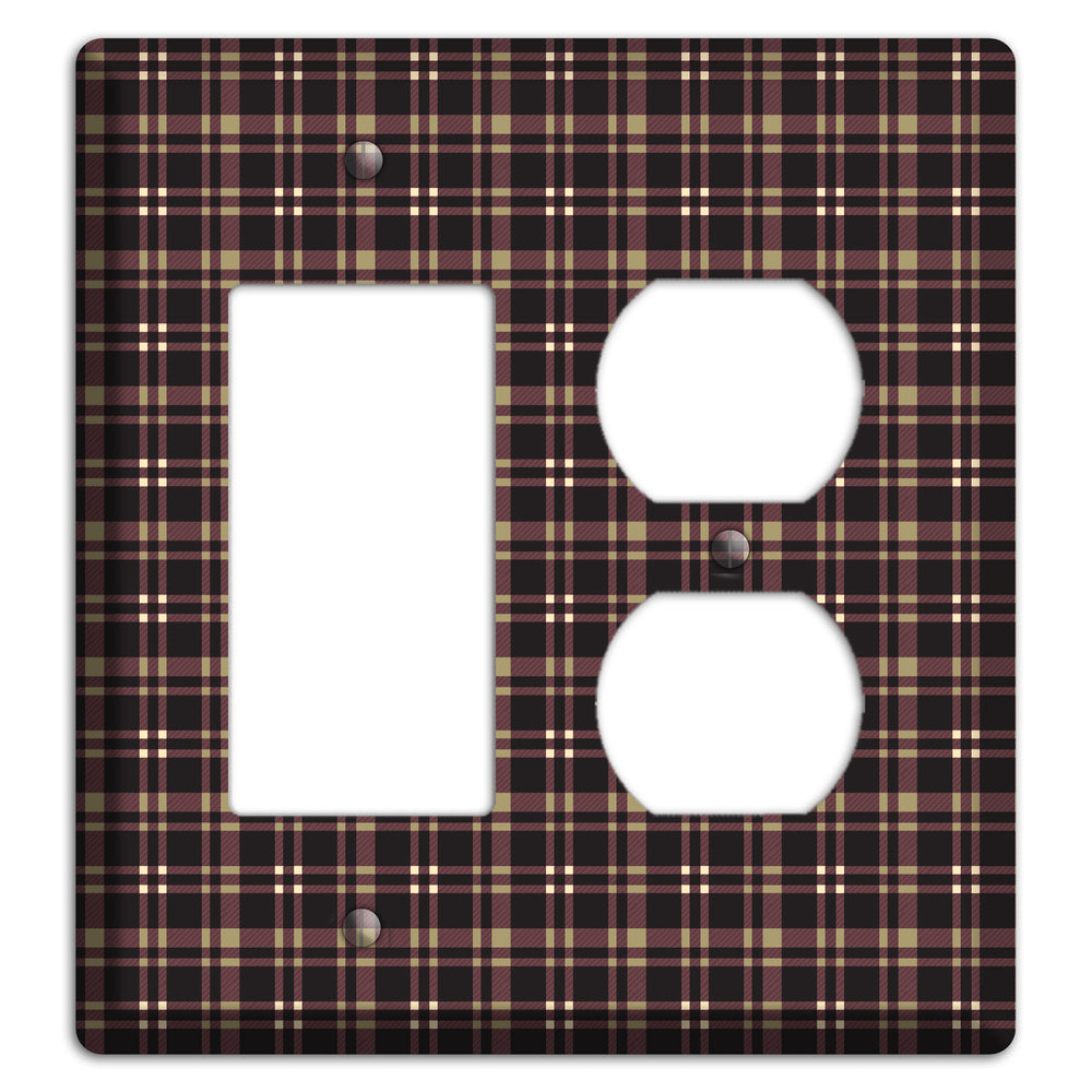 Dark Brown Plaid Rocker / Duplex Wallplate