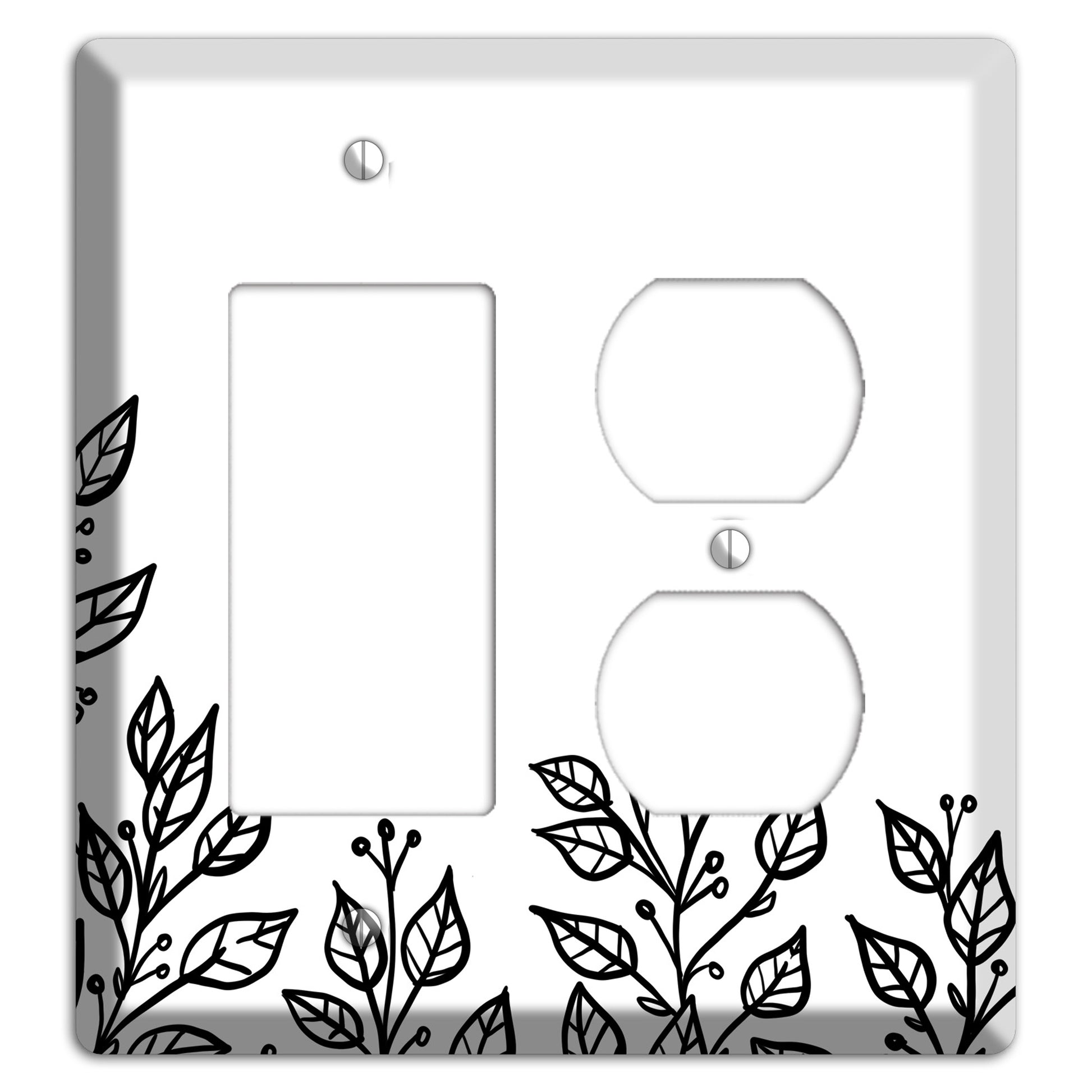 Hand-Drawn Floral 20 Rocker / Duplex Wallplate