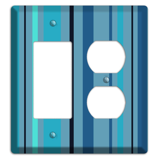 Multi Turquoise Vertical Stripe Rocker / Duplex Wallplate