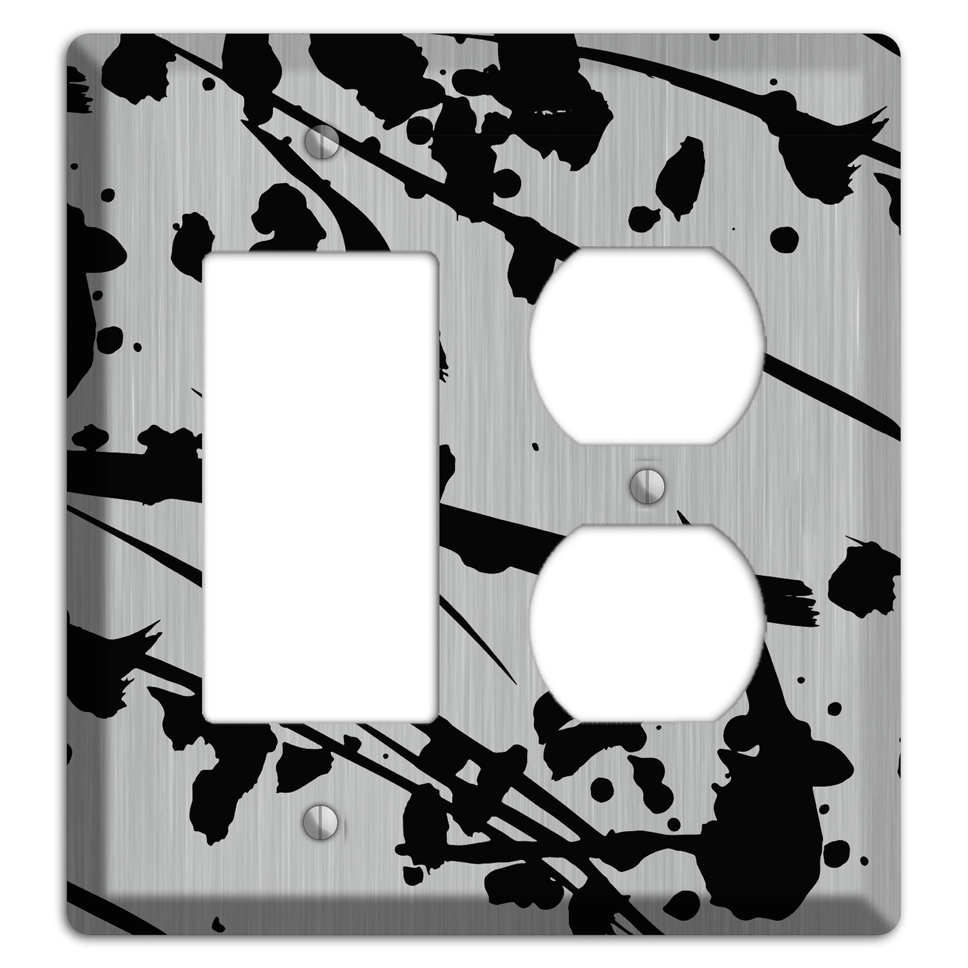 Ink Splash 6 Stainless Rocker / Duplex Wallplate