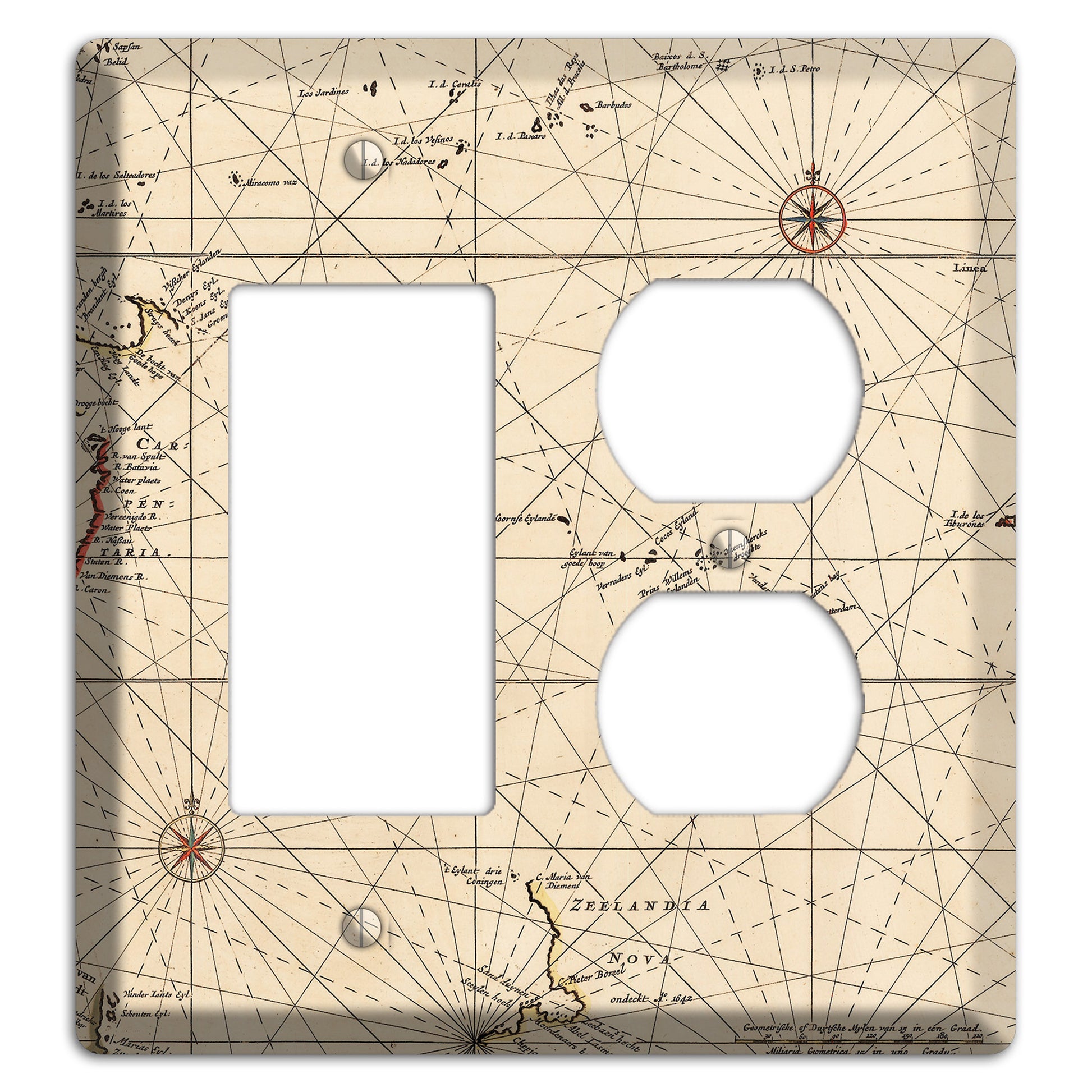 Map of New Zealand Rocker / Duplex Wallplate