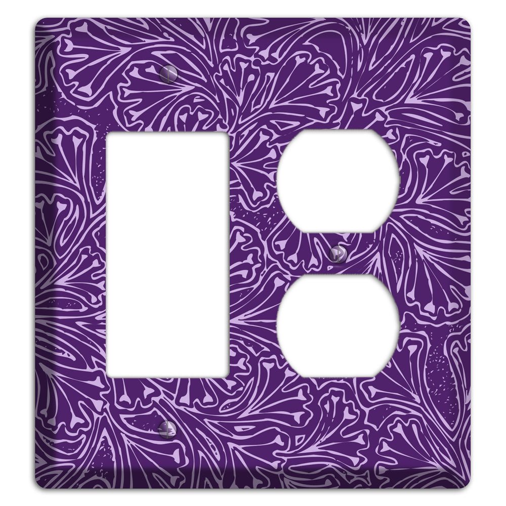 Deco Purple Interlocking Floral Rocker / Duplex Wallplate