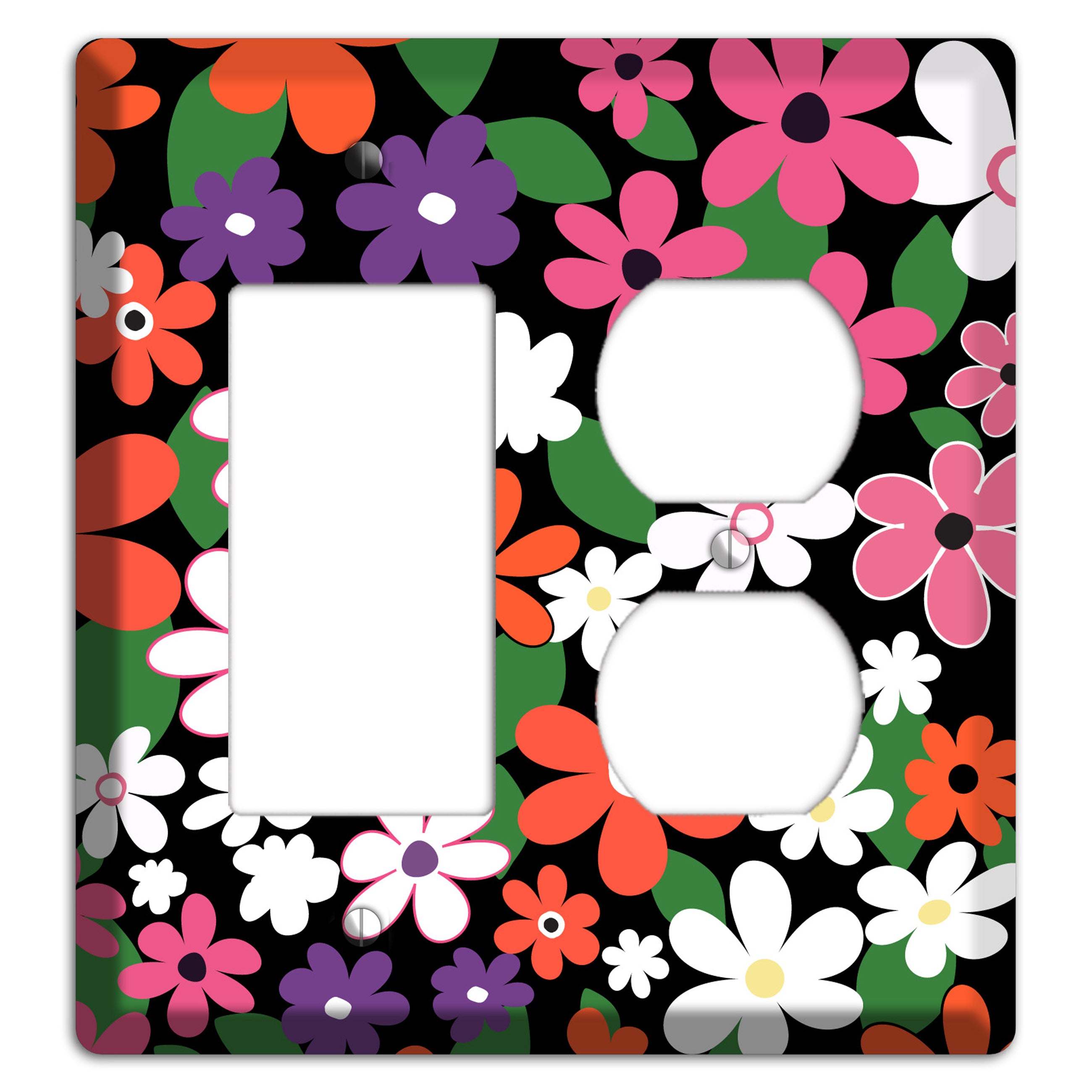 Hippie Flowers Rocker / Duplex Wallplate