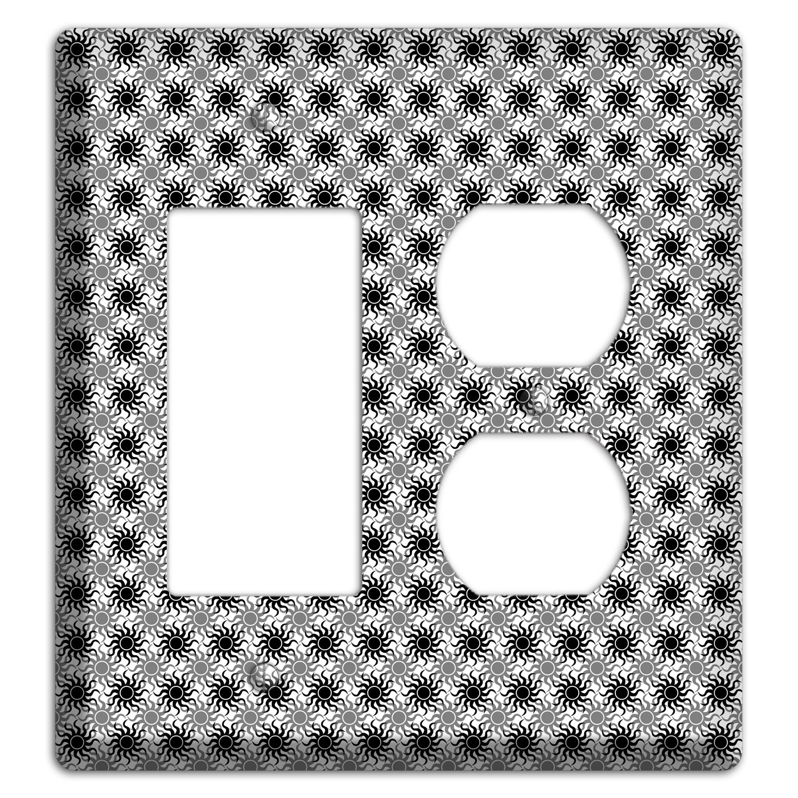 Black and Grey Sun Contour Rocker / Duplex Wallplate