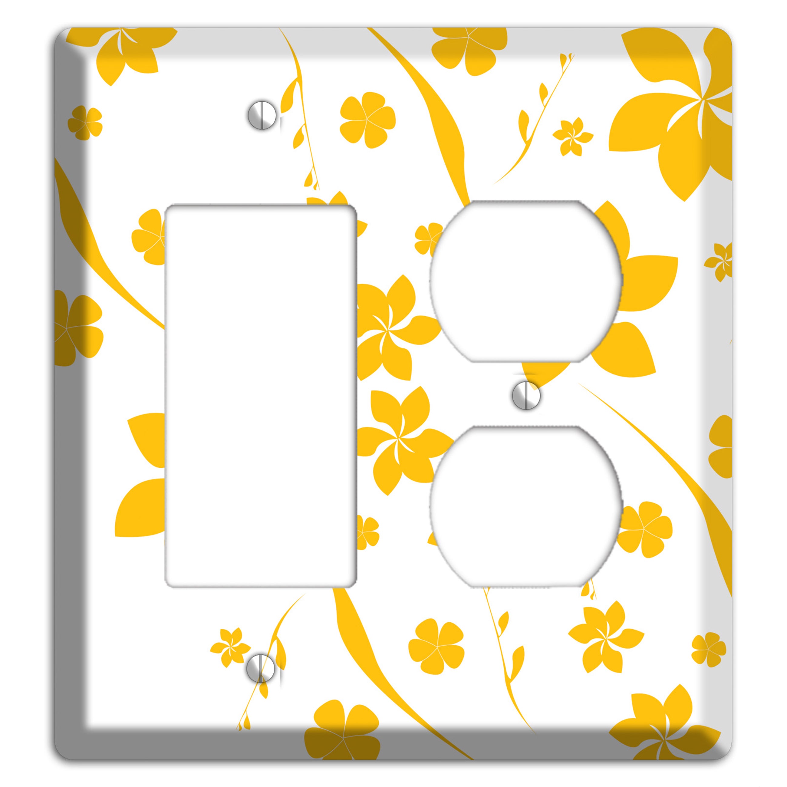 White with Yellow Flower Rocker / Duplex Wallplate