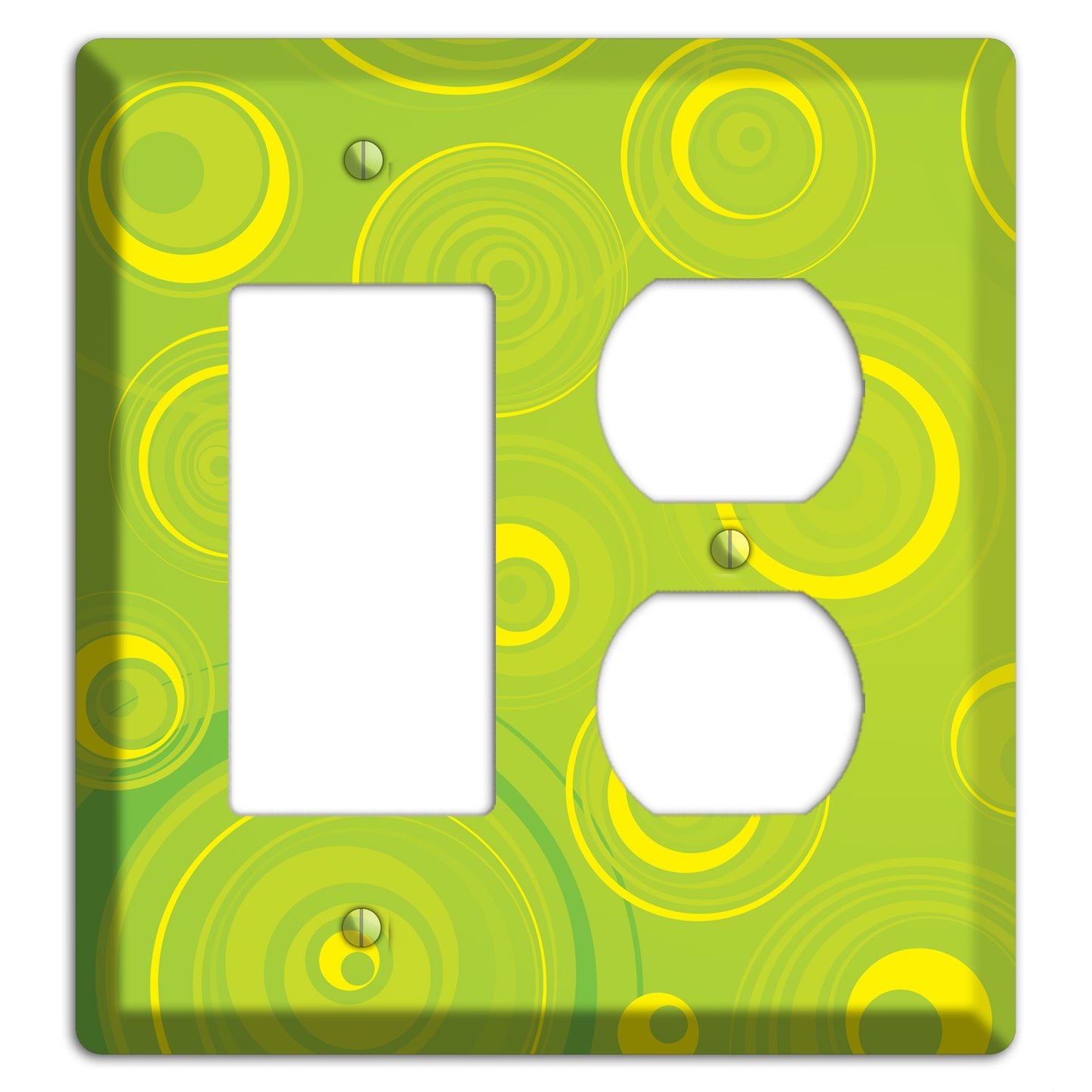 Green-yellow Circles Rocker / Duplex Wallplate