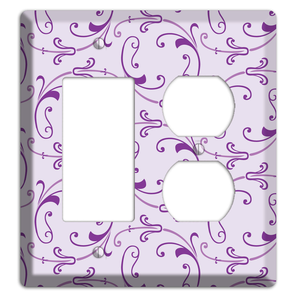 Lilac Victorian Sprig Rocker / Duplex Wallplate