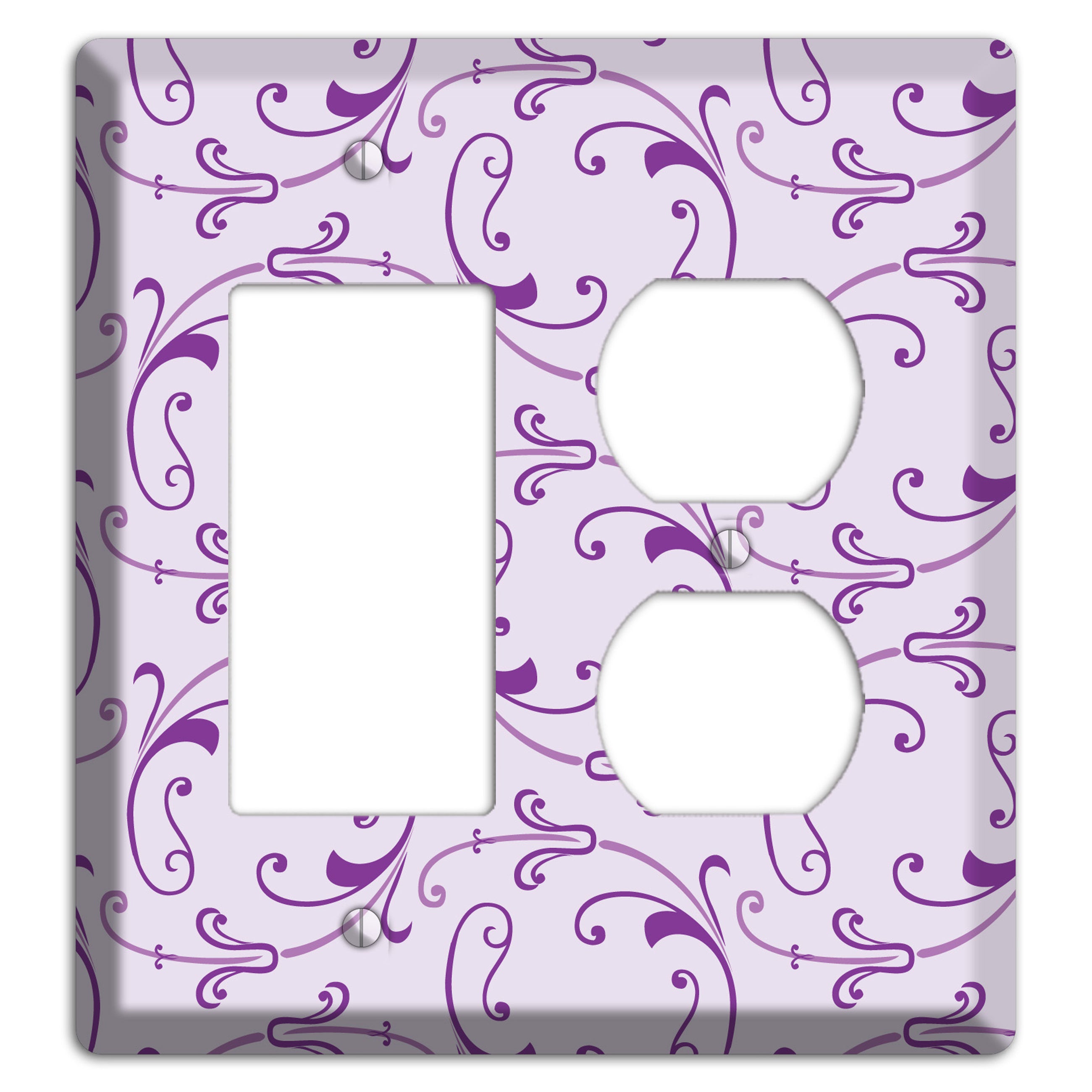 Lilac Victorian Sprig Rocker / Duplex Wallplate