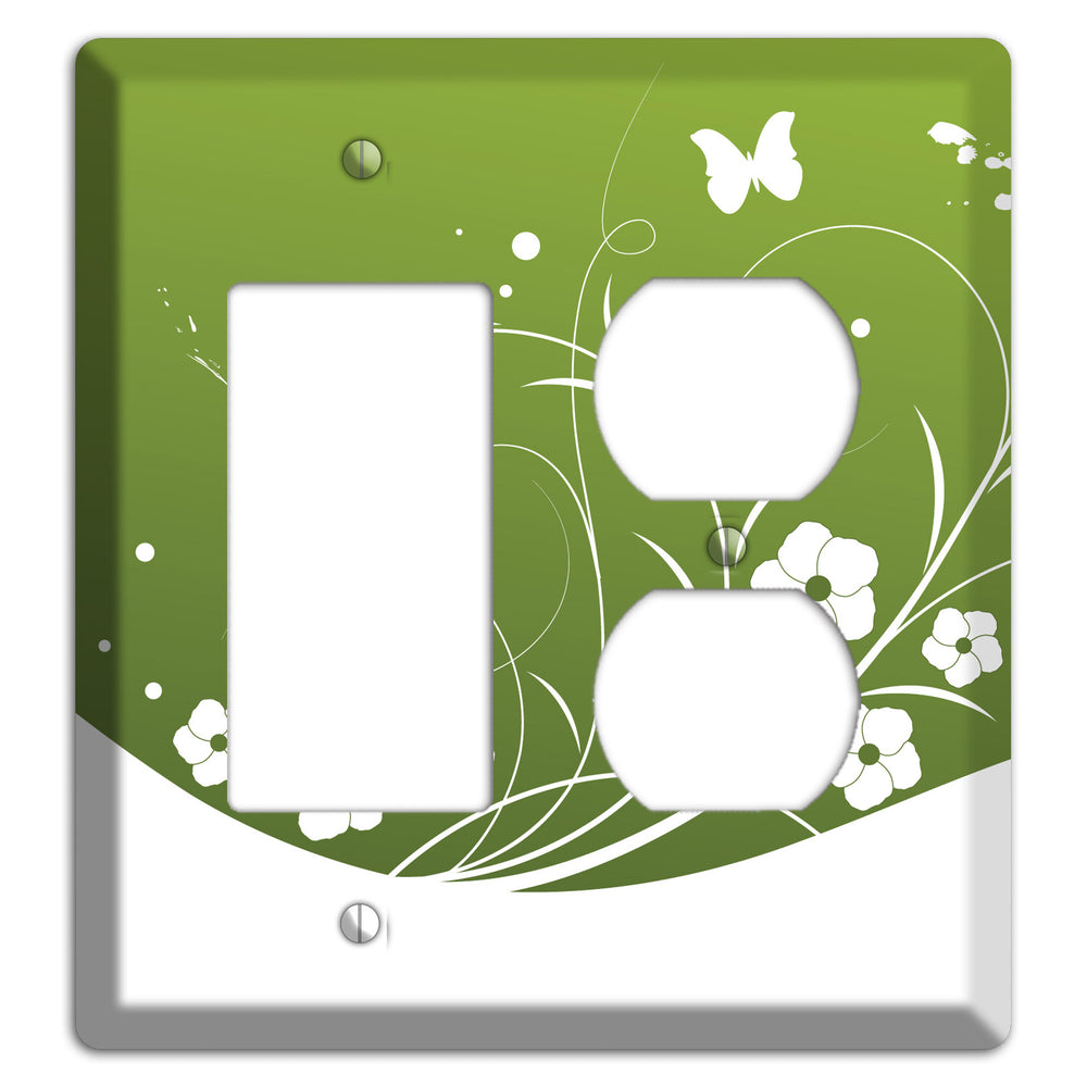 Green Floral Sprig Rocker / Duplex Wallplate