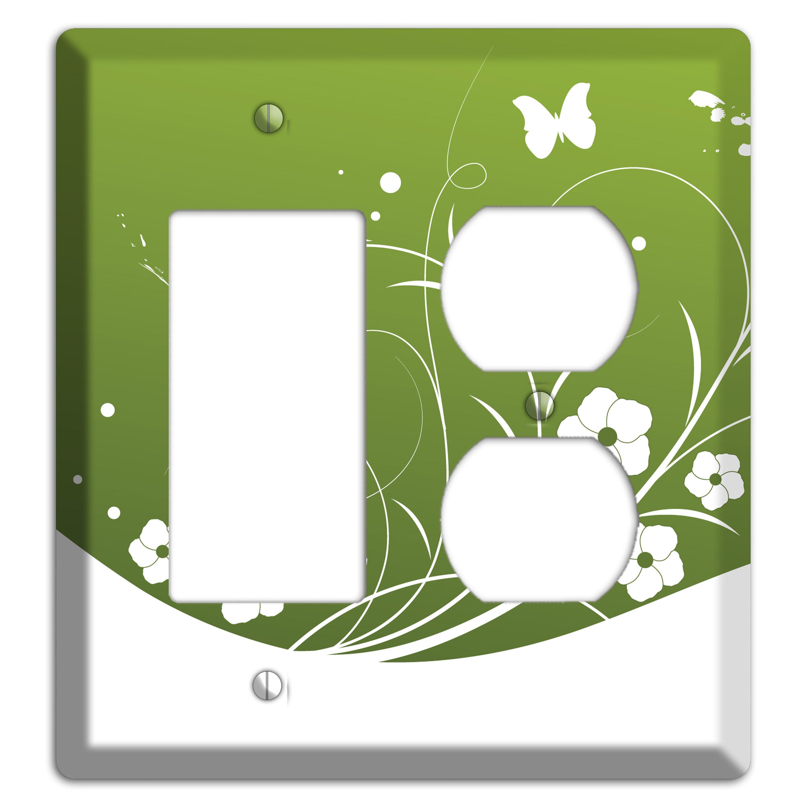 Green Floral Sprig Rocker / Duplex Wallplate