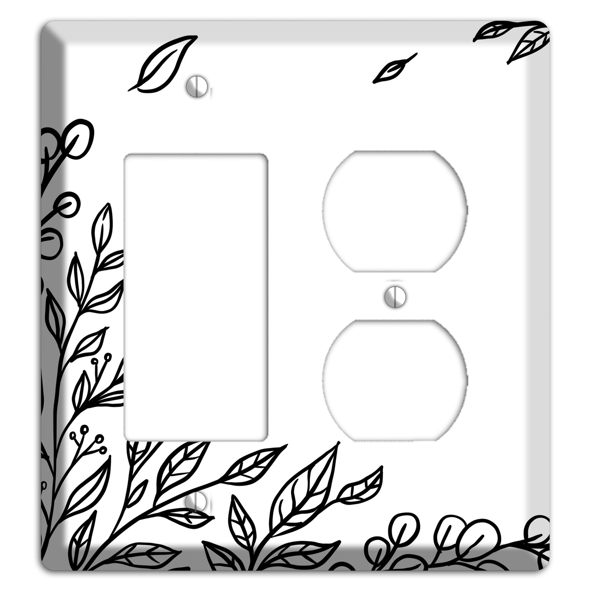 Hand-Drawn Floral 21 Rocker / Duplex Wallplate