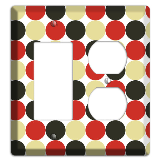 Beige Red Black Tiled Dots Rocker / Duplex Wallplate