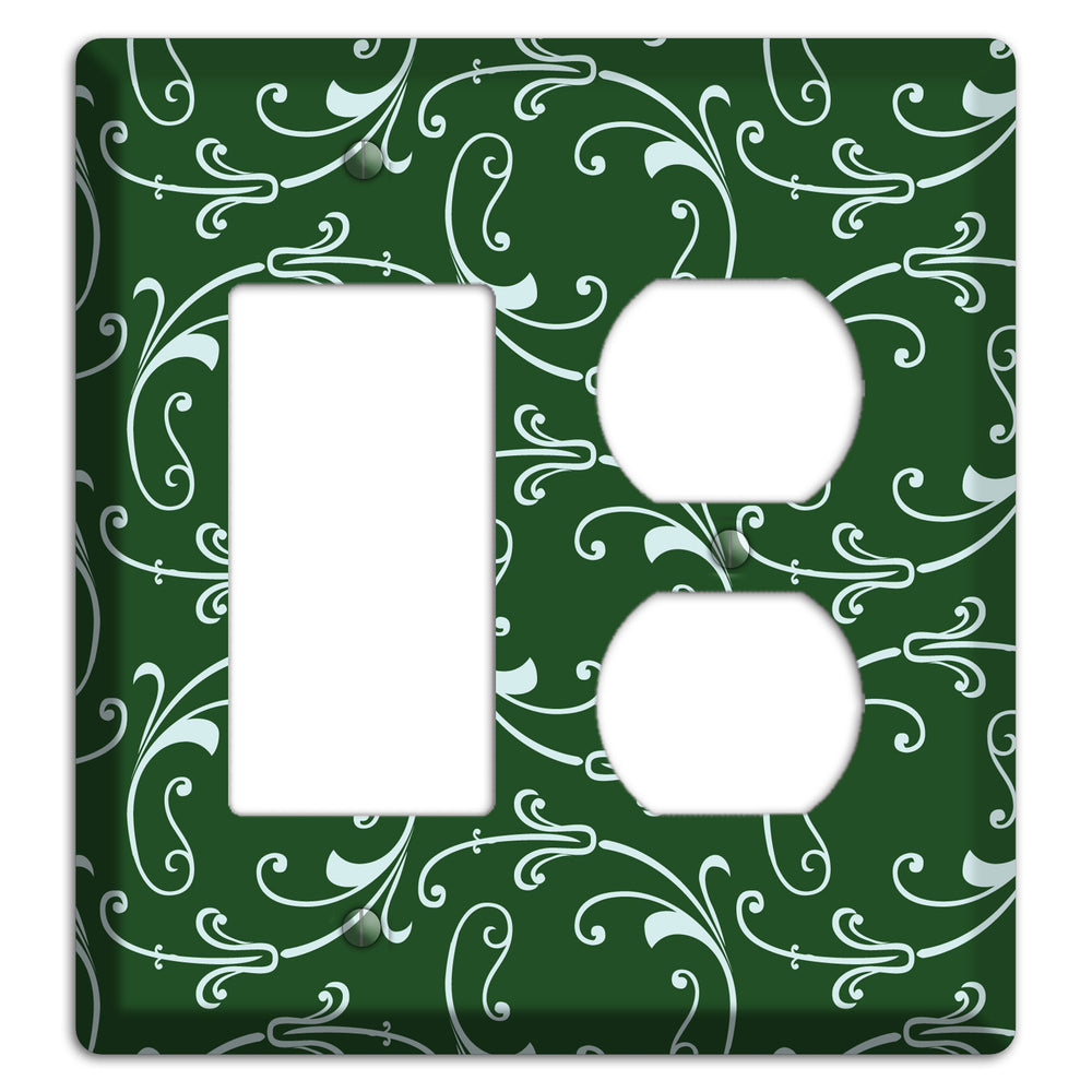 Green Victorian Sprig Rocker / Duplex Wallplate