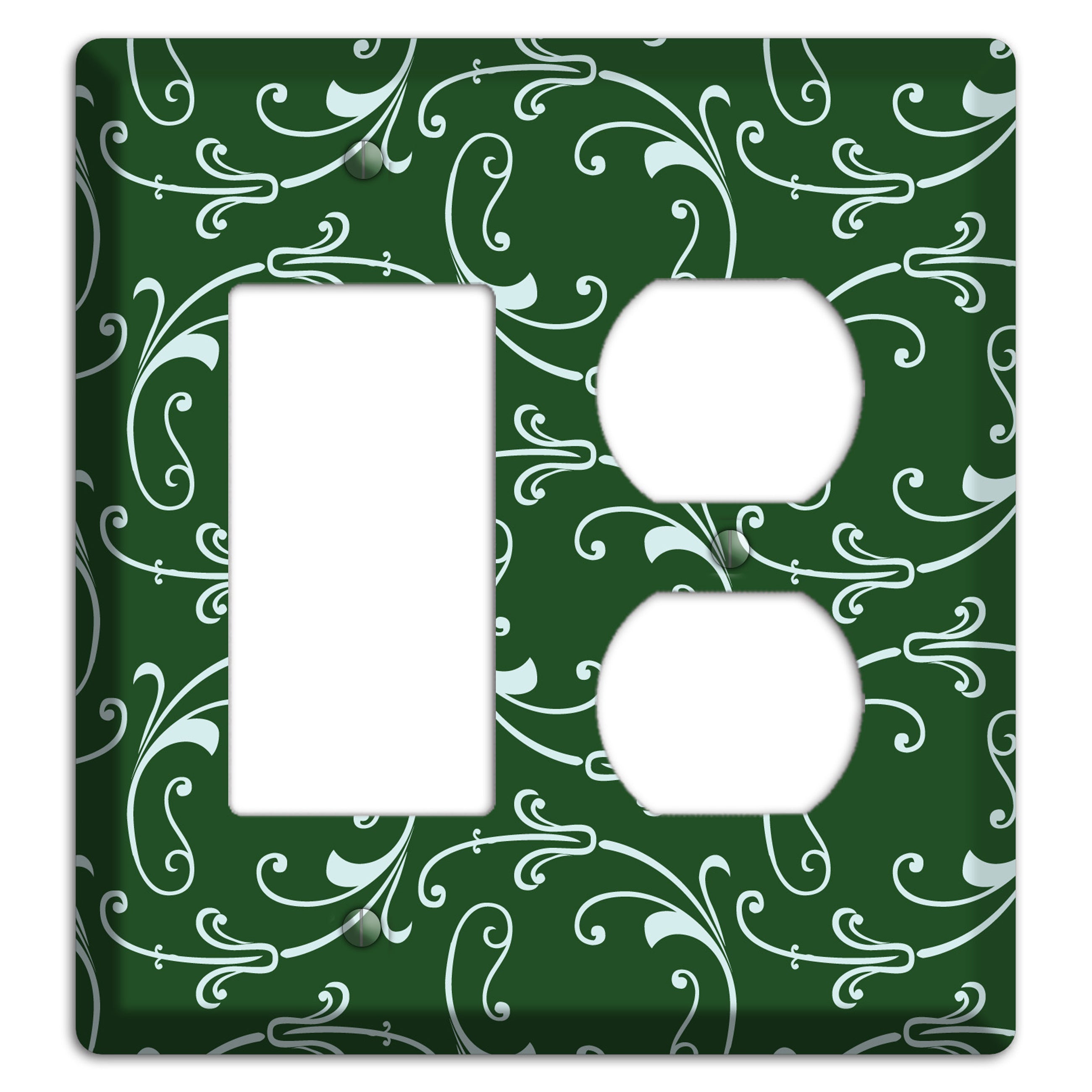 Green Victorian Sprig Rocker / Duplex Wallplate