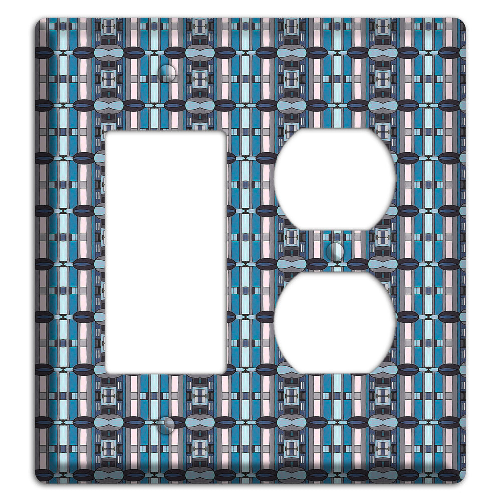 Blue and Grey Tapestry Rocker / Duplex Wallplate